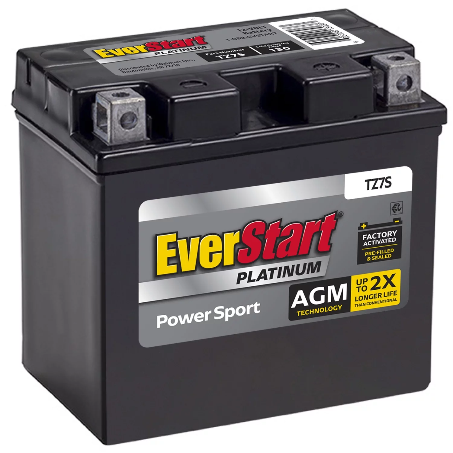 EverStart Premium AGM Power Sport Battery, Group Size TZ7S 12 Volt, 130 CCA