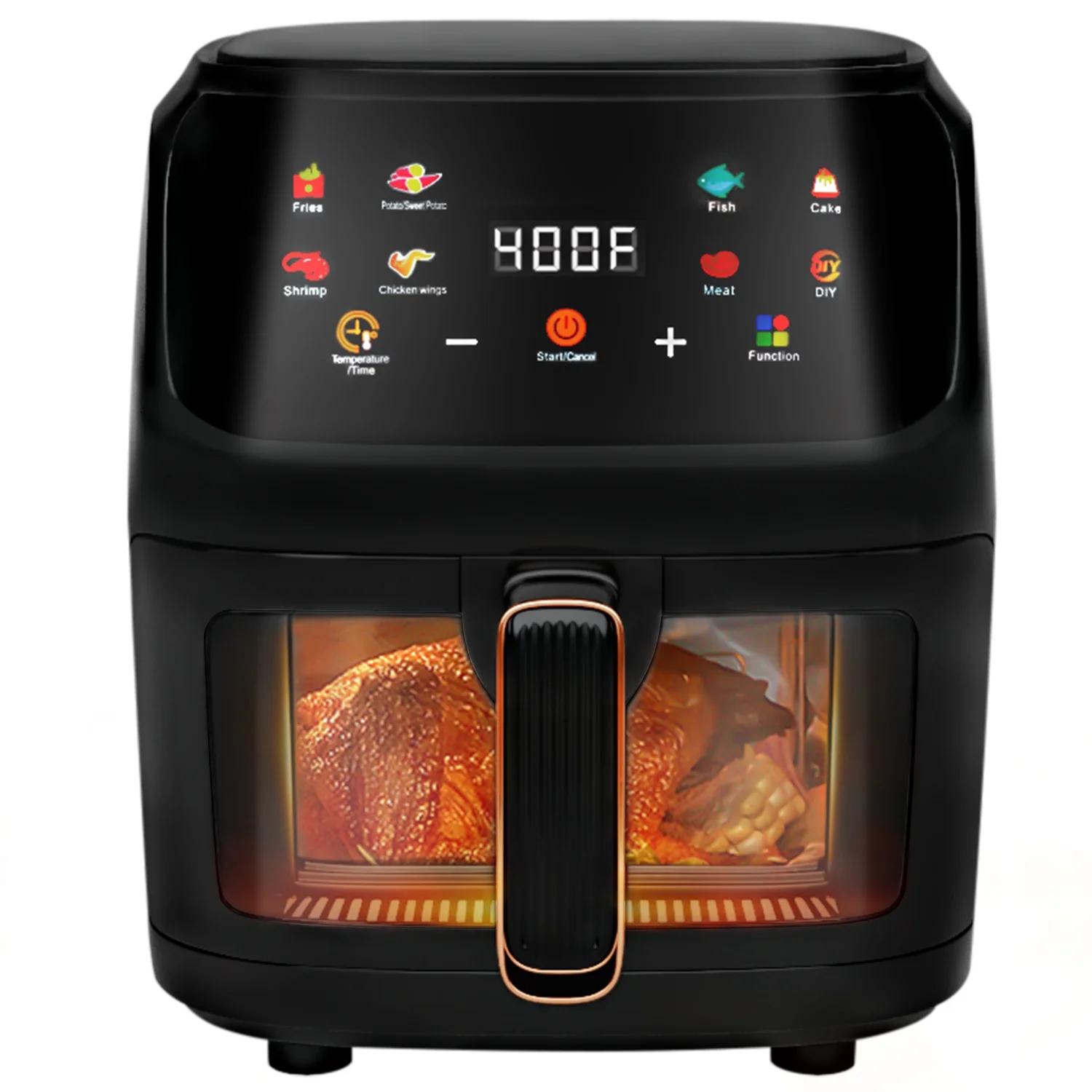 Air Fryer 7.5QT, Large 8-in-1 Digital Touchscreen, Visible Window, 1700W, New, Black