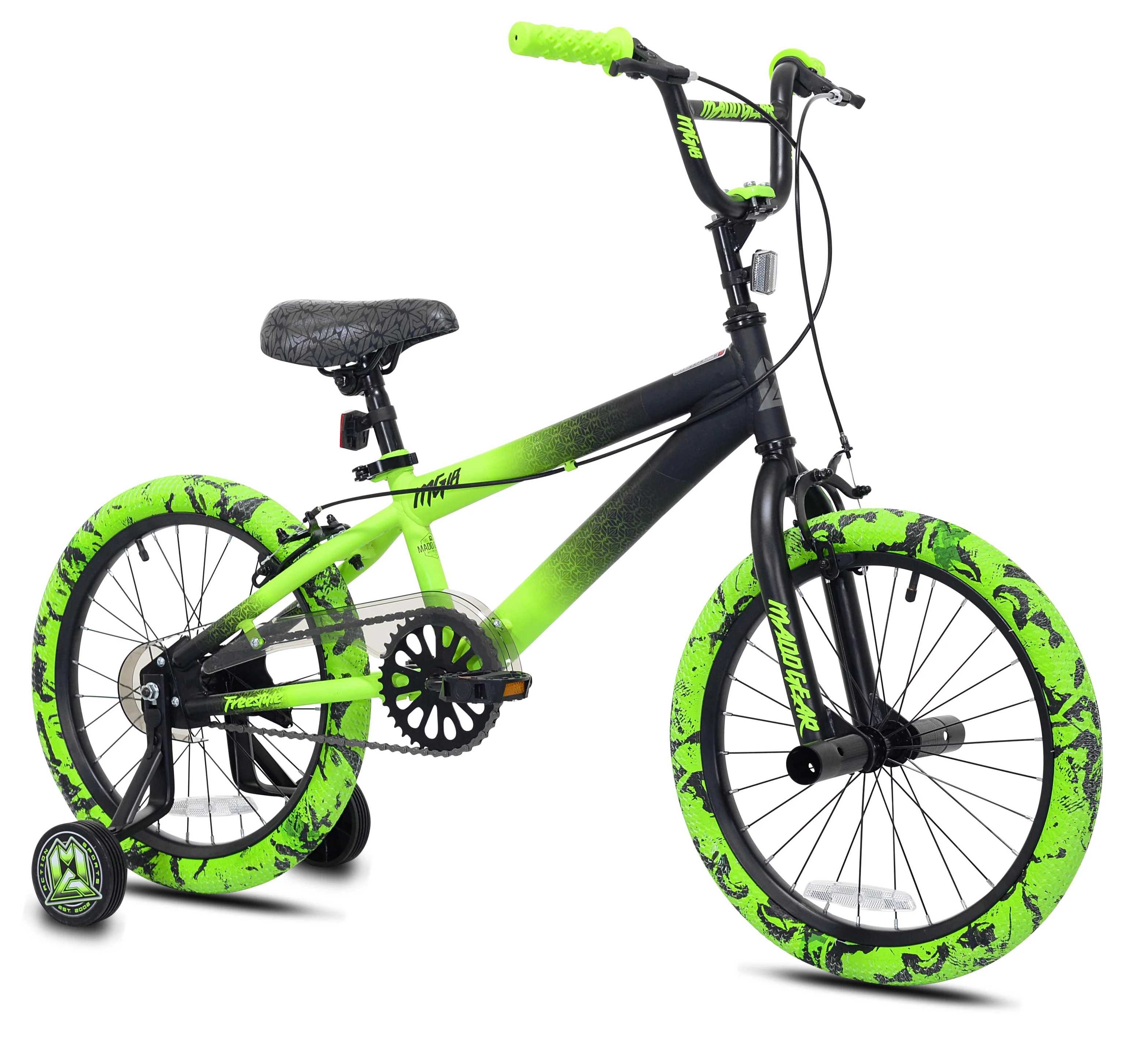 Kent Bicycles 18″ Madd Gear MG18 BMX Boy’s Child Bike, Black and Green