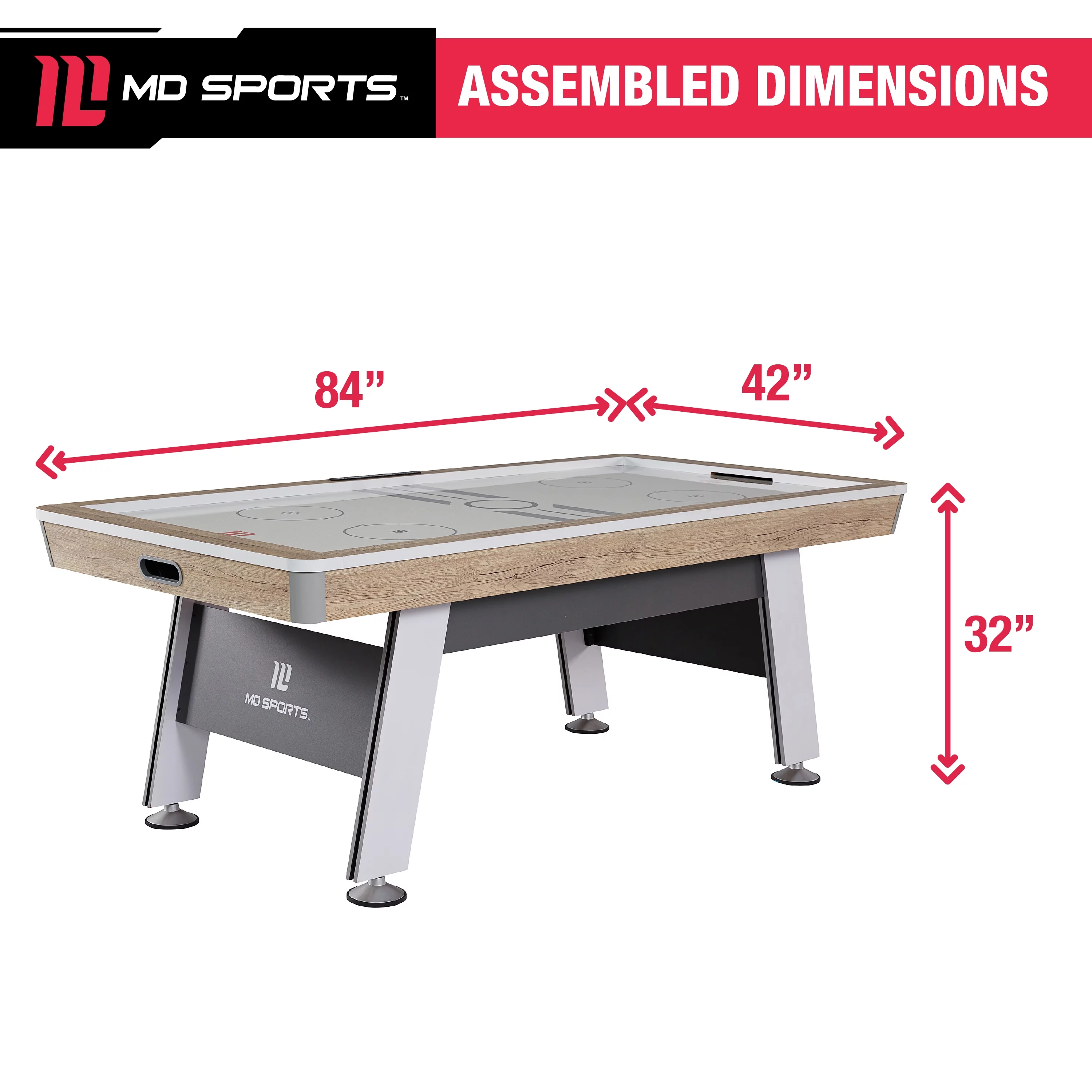 MD Sports 7′ Hinsdale Air Powered Hockey Table With Pusher and Puck Set