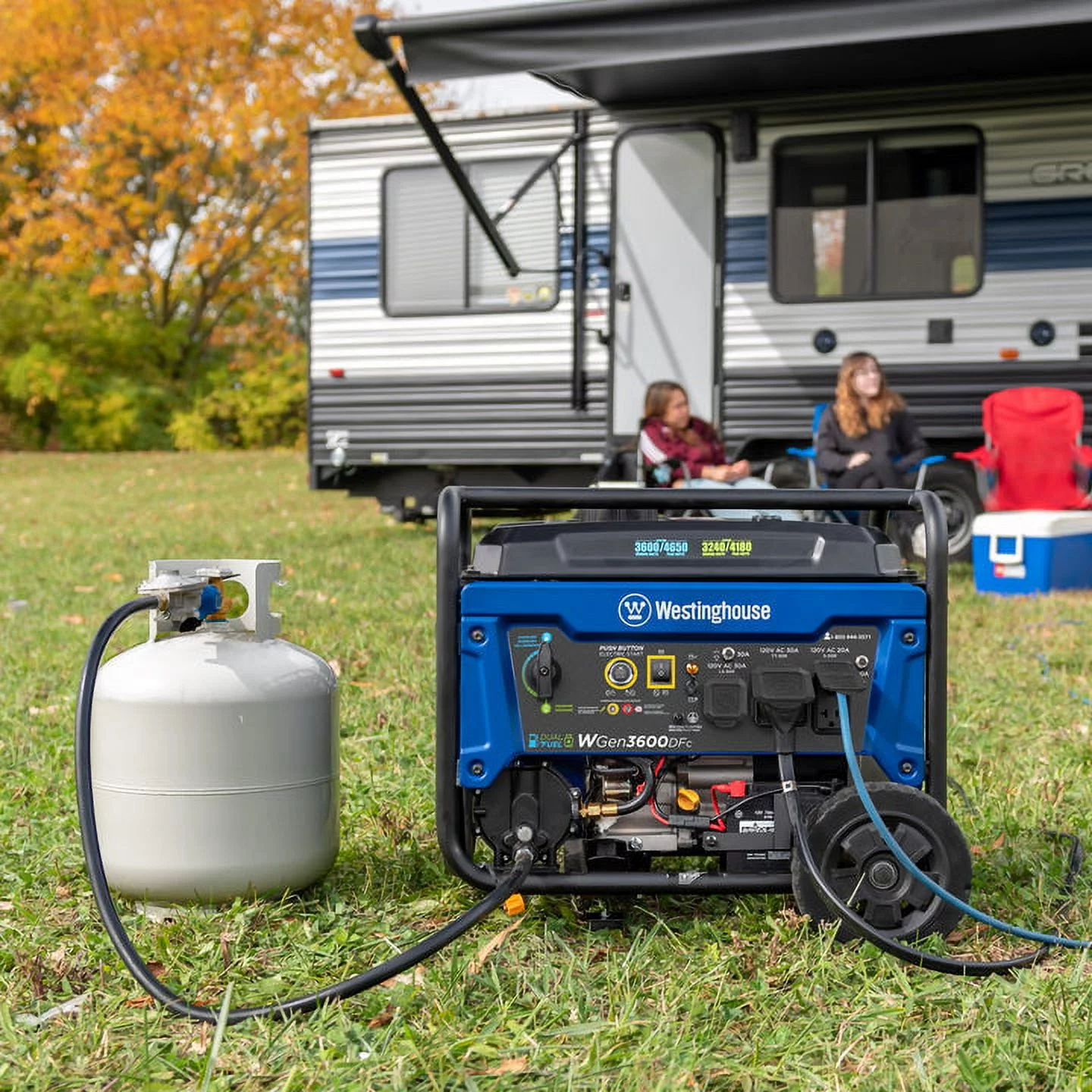 Westinghouse 4650 Peak Watt Dual Fuel Portable Generator, Remote Electric Start, RV Ready Outlet, CO Sensor