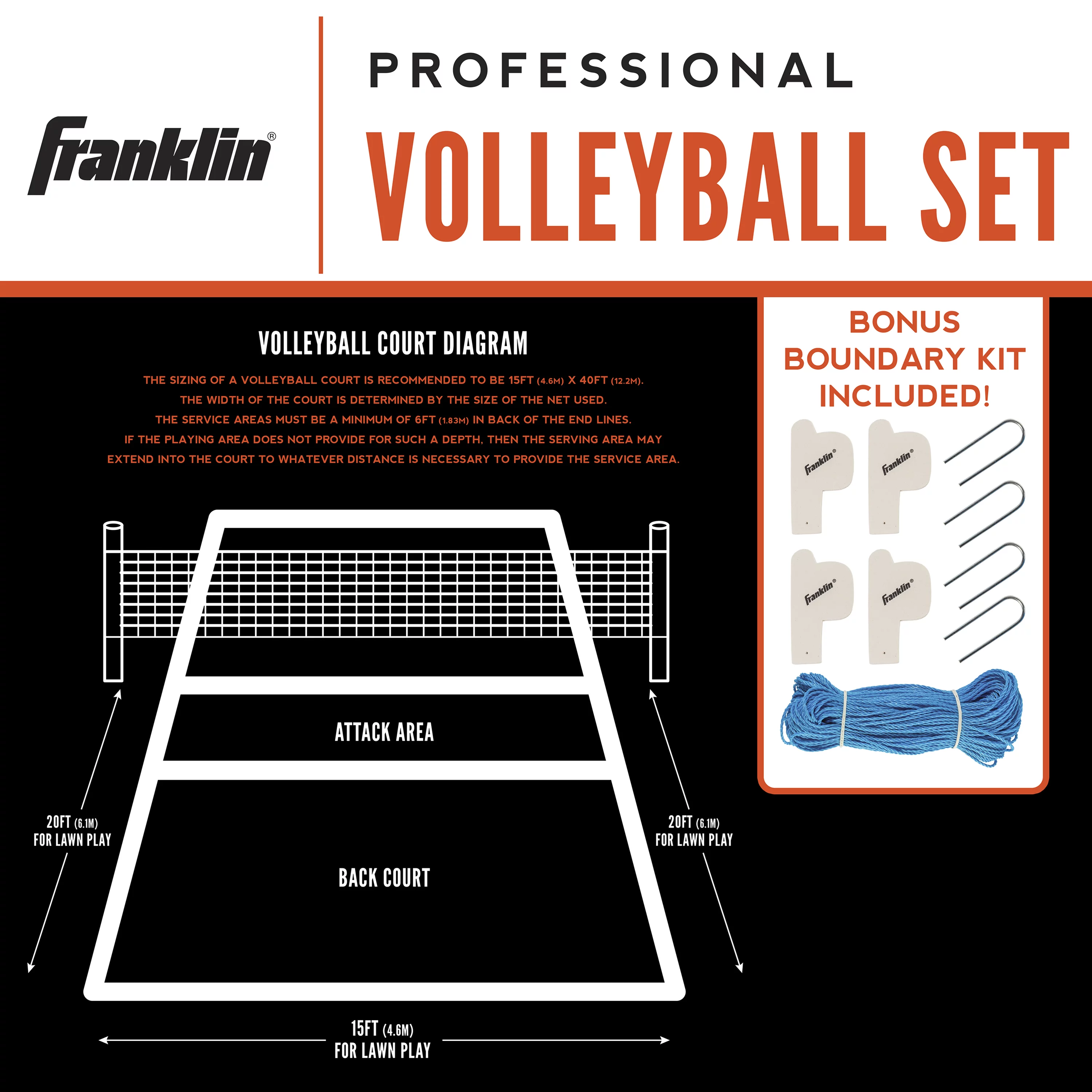 Franklin Sports Volleyball Set with Portable Net + Ball – Professional