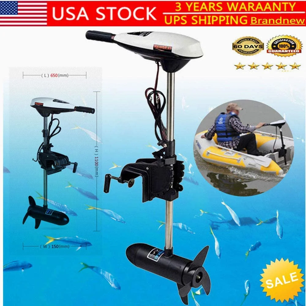 FETCOI Electric Trolling Motor, 65lb Thrust 12V 660w Outboard Engine for Fishing Boats Saltwater