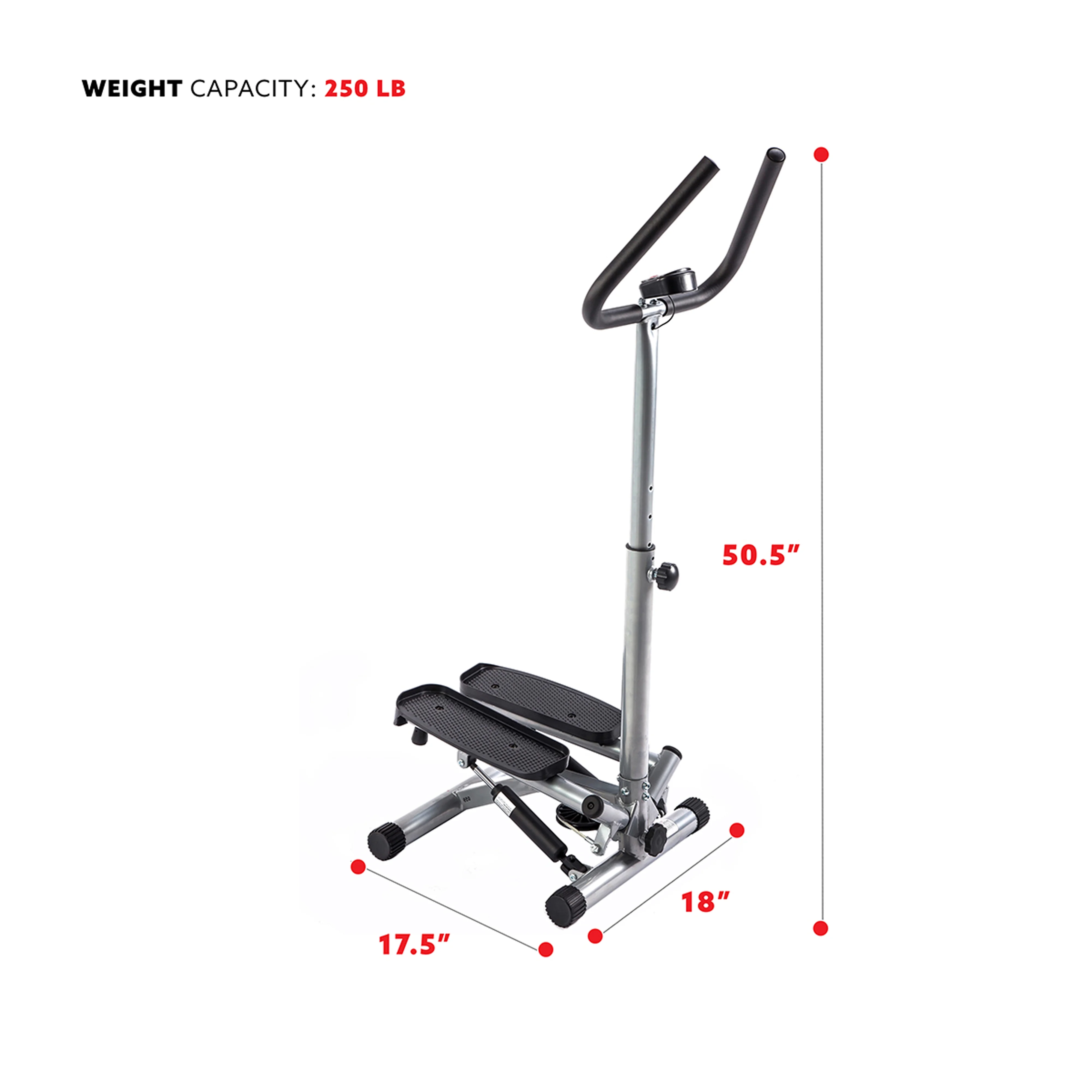 Sunny Health & Fitness Mini Twister, Stair Stepper, Climber Step Machine with Handlebar for Total Body Toning, SF-S020027