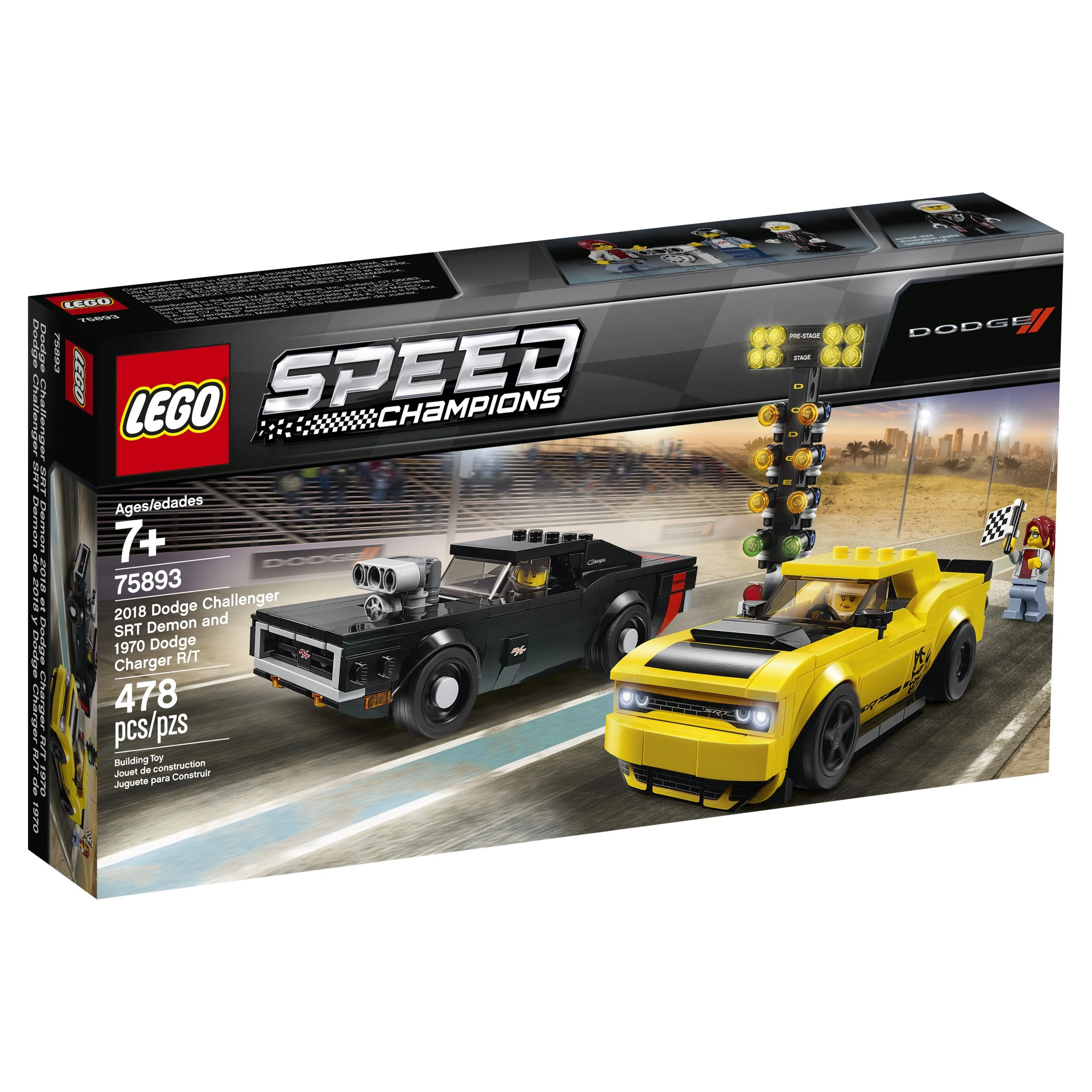 LEGO Speed Champions 2018 Dodge Challenger SRT Demon and 1970 75893 Building Car