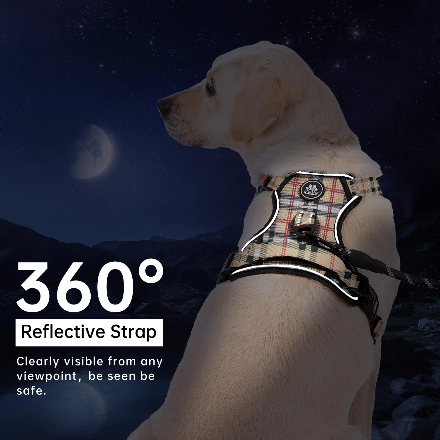 FURRYFECTION Dog Harness, No Pull Dog Vest Harness, Reflective No-Choke, Essential Pets Harness with Easy Control Handle