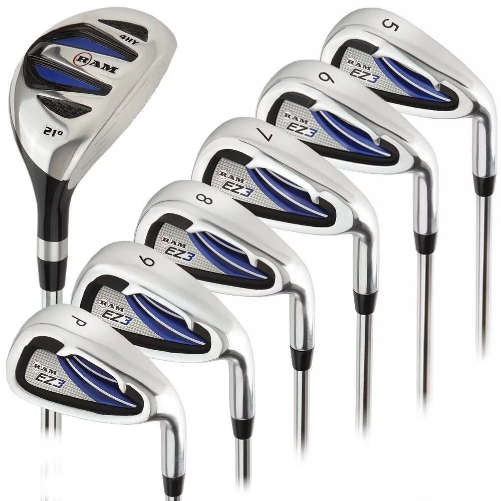 Ram Golf EZ3 Mens Right Hand +1 Inch Iron Set 5-6-7-8-9-PW – HYBRID INCLUDED