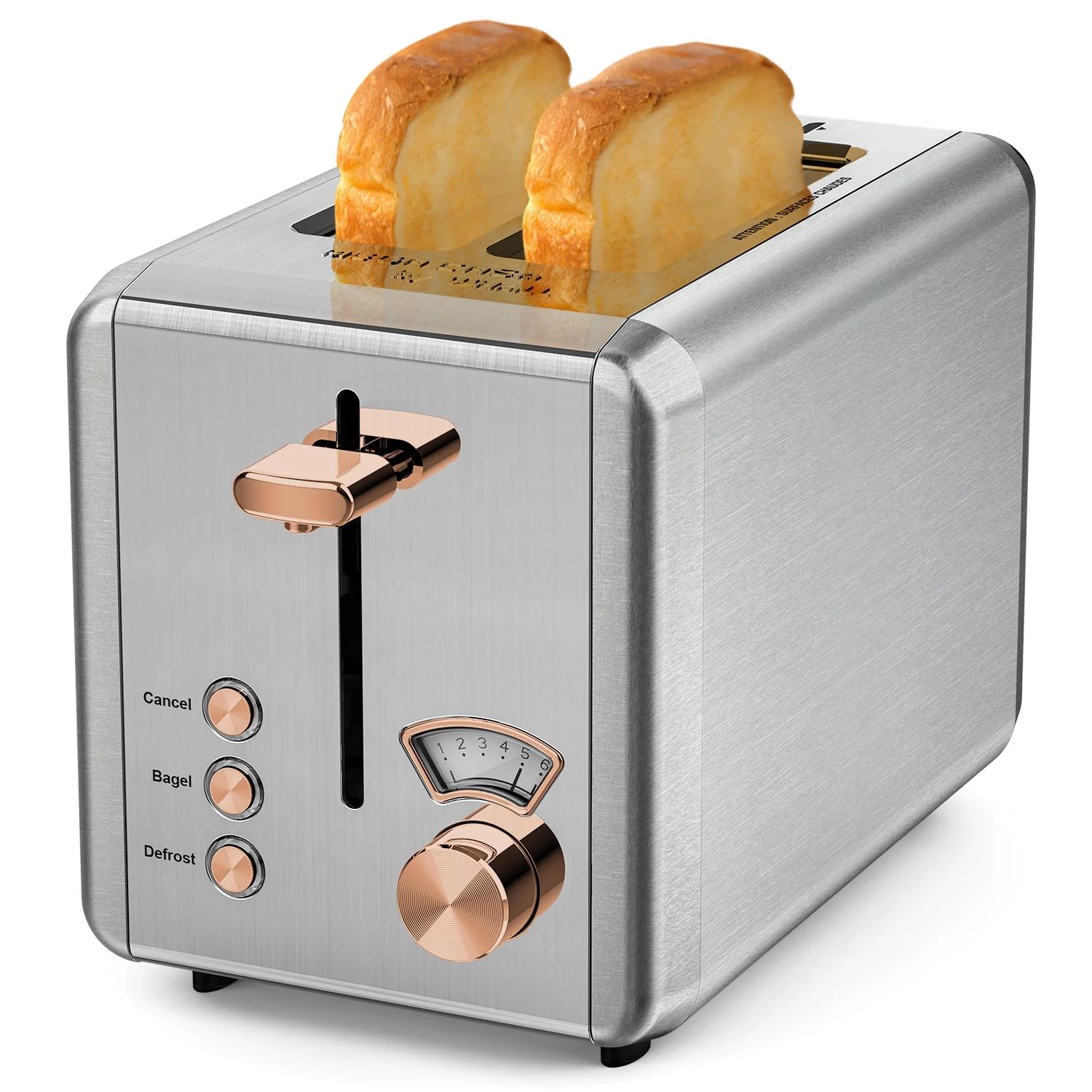 WHALL 2 Slice Toaster – Stainless Steel Toaster with Wide Slot, 6 Shade Settings, Bagel Function, Removable Crumb Tray