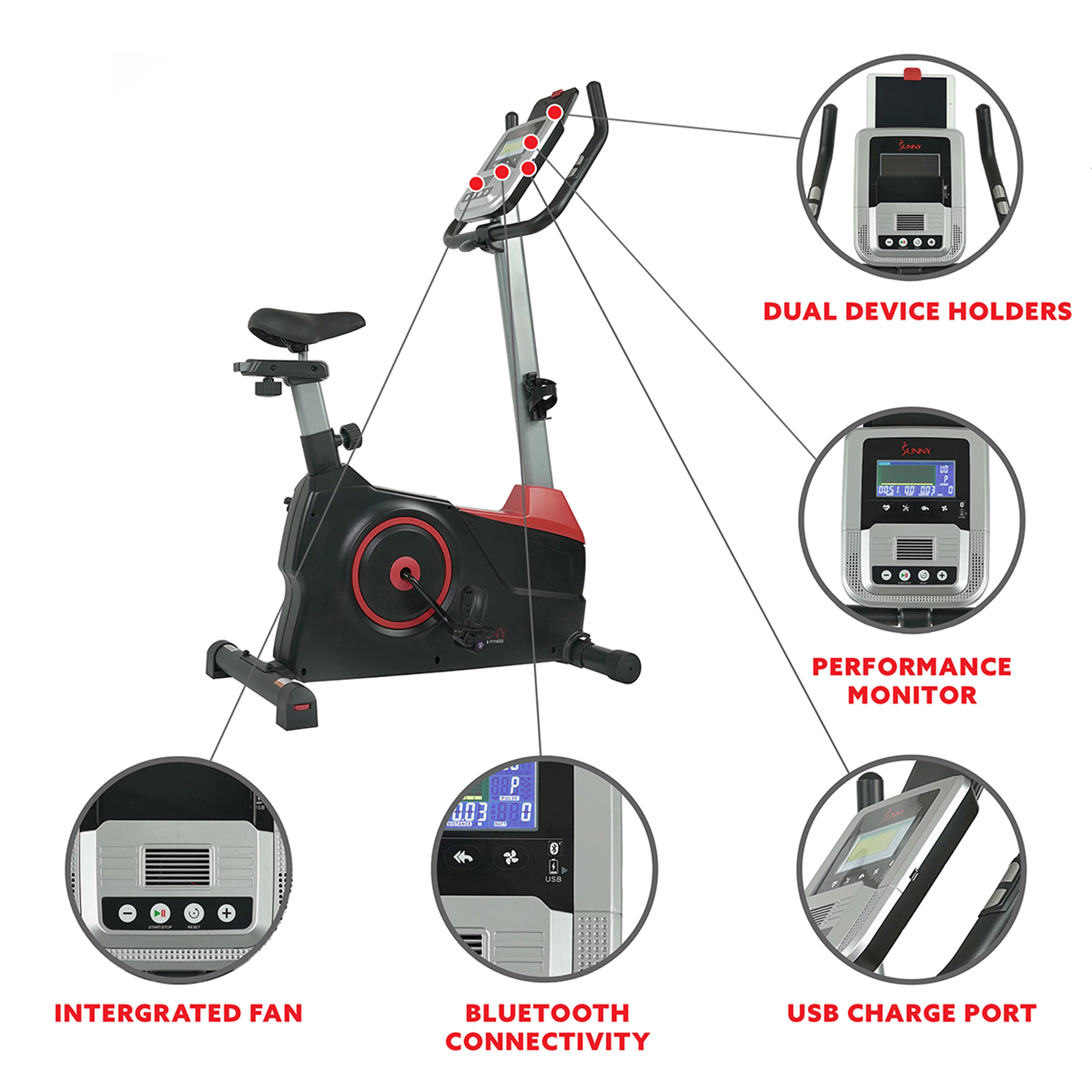 Sunny Health & Fitness Evo-Fit Stationary Upright Bike with 24 Level Electro-Magnetic Resistance – SF-B2969