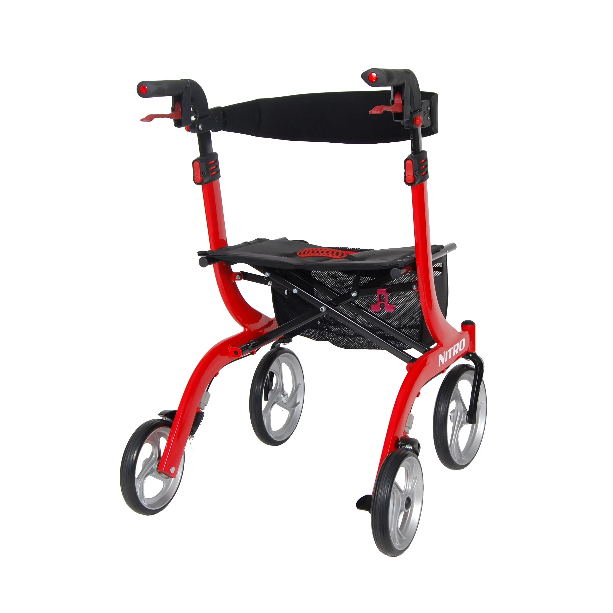 Drive Medical Nitro Euro Style Rollator Rolling Walker, Red