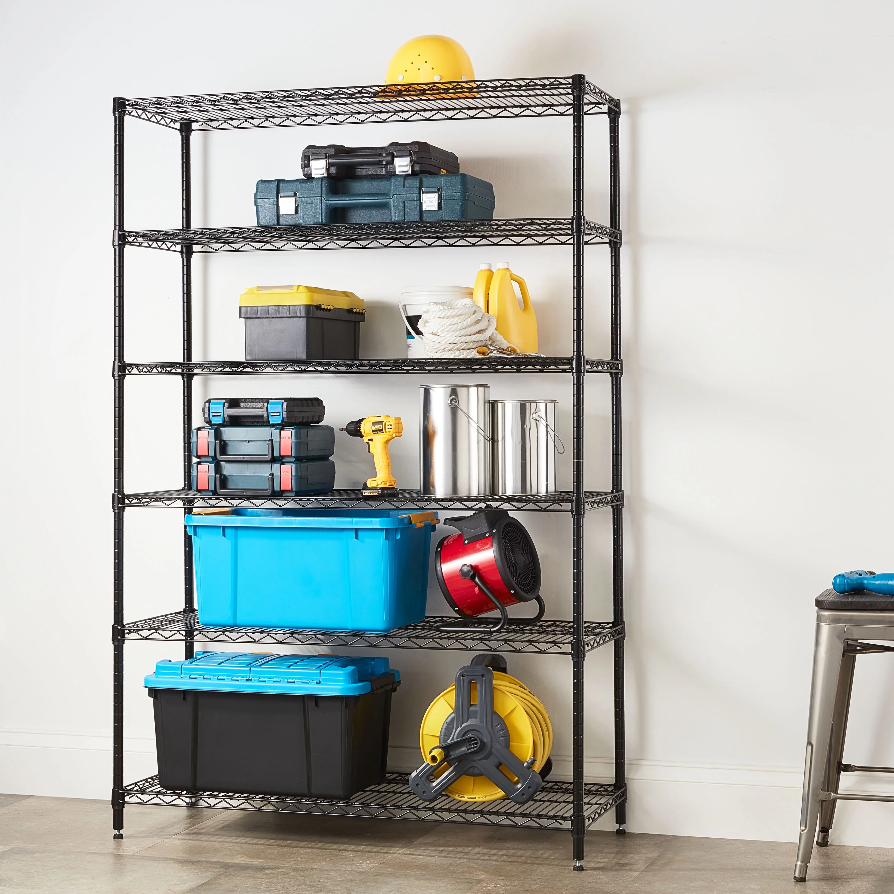 Hyper Tough Steel 6-Tier Storage Shelf Unit 72″H x 18″W x 47.7″D, 3600lb Total Capacity, Black