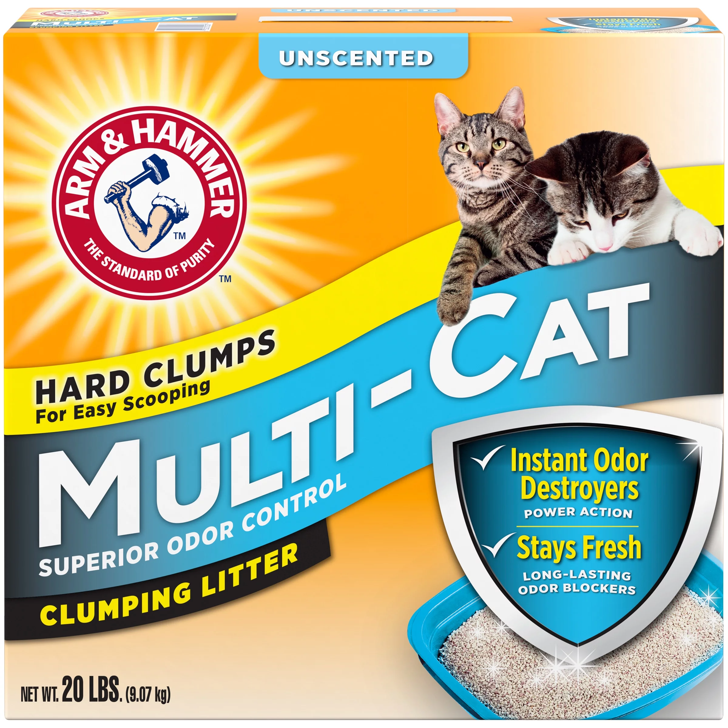 Arm & Hammer Multi-Cat Clumping Litter Unscented, 20 lb