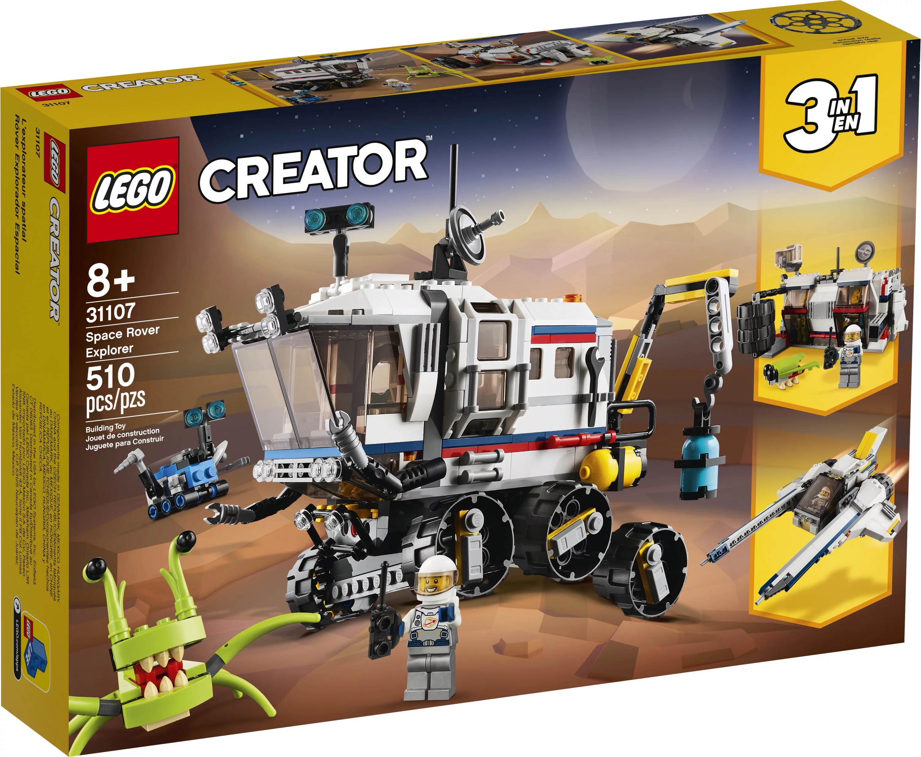 LEGO Creator 3in1 Space Rover Explorer 31107 Building Toy for Kids Ages 8+ (510 pieces)