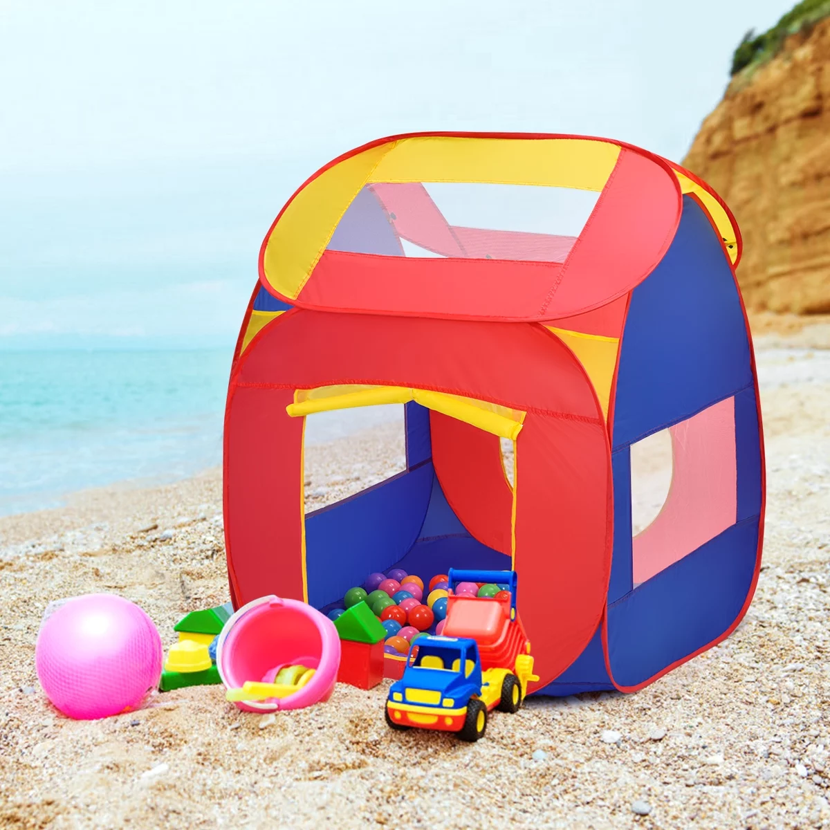 Costway Portable Kid Baby Play House Indoor Outdoor Toy Tent Game Playhut With 100 Balls