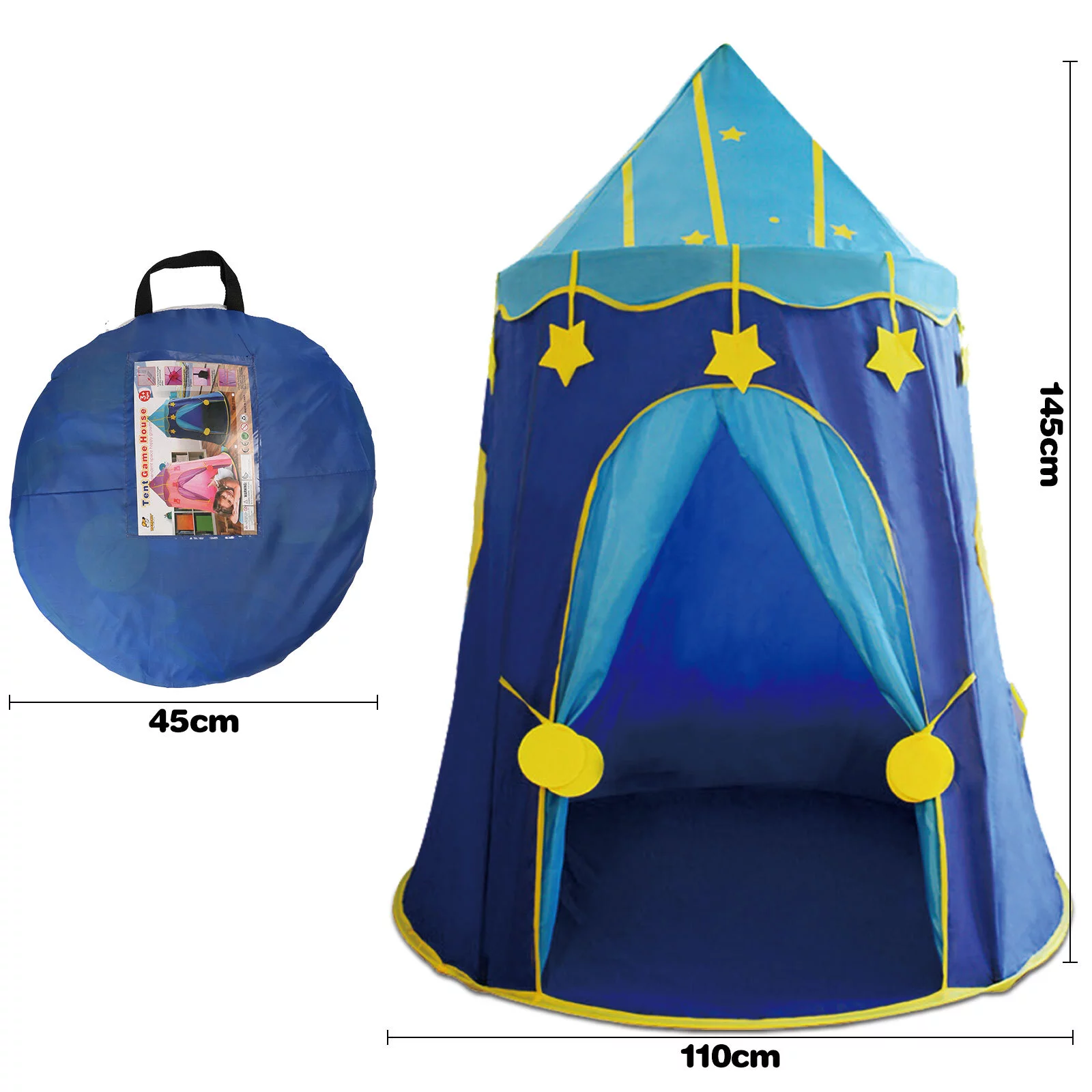 Freecat Blue Kids Play Tent Indoor ,Pop up Tent Princess Playhouse with Carry Bag,Little Girls Boys Toys for 1 2 3 4 5+ Years Old.