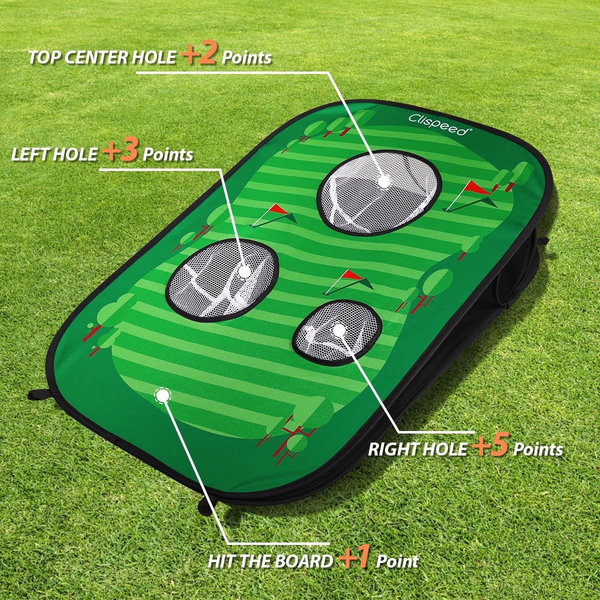 Golf Chipping Cornhole Game Set for Indoor Outdoor Yard Play, with Foldable Golfing  Bean Bag Toss Board for All Ages & Abilities