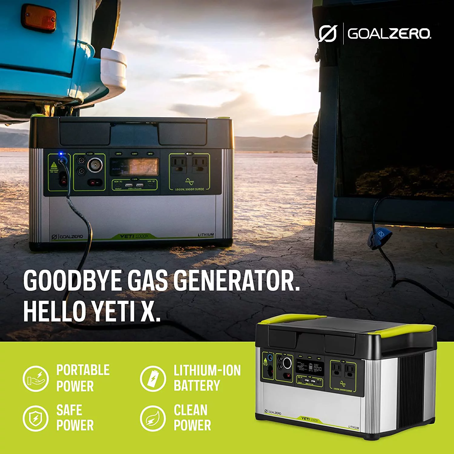 Goal Zero Yeti 1000X Portable Power Station 983Wh Lithium Battery Generator 1500 Watt AC Inverter Emergency Backup