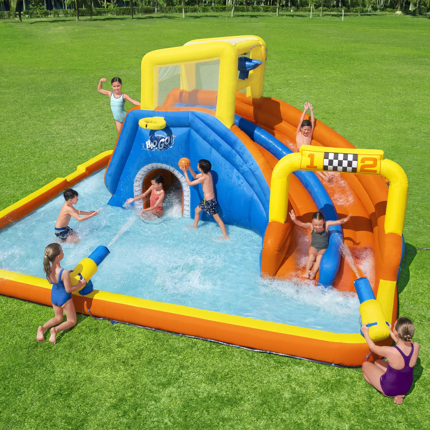 Bestway H2OGO! 18′ x 16.5′ x 8.6′ Super Speedway Child Inflatable Water Park