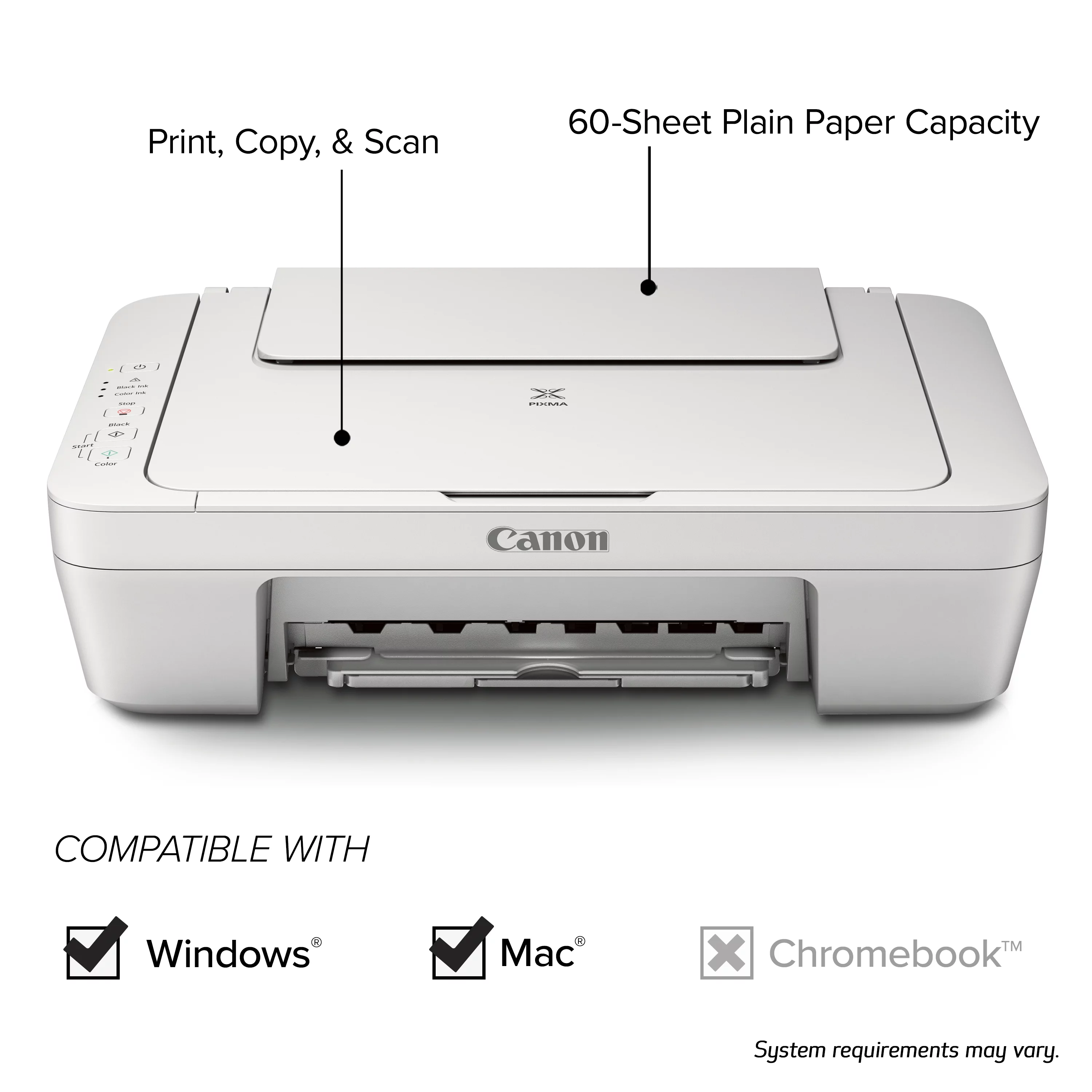 Canon PIXMA MG2522 Wired All-in-One Color Inkjet Printer [USB Cable Included], White