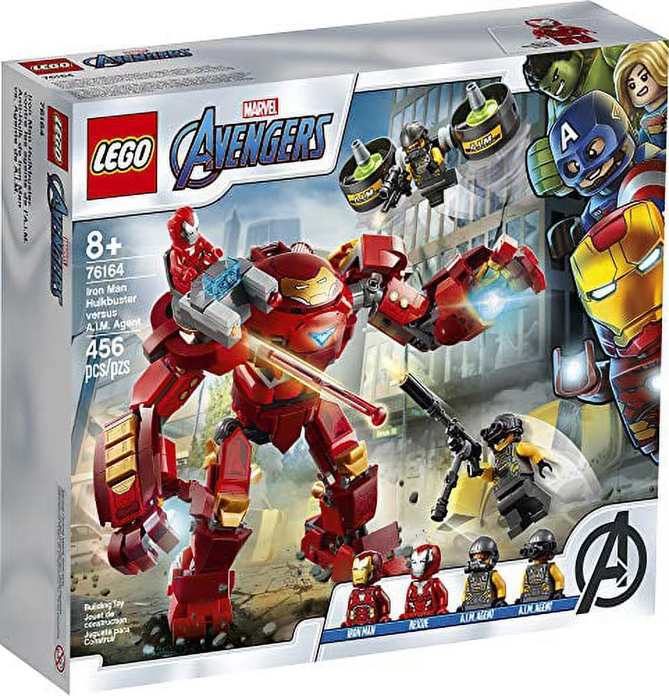 LEGO Marvel Avengers Iron Man Hulkbuster Versus A.I.M. Agent 76164, Cool, Interactive, Brick-Build Avengers Playset with Minifigures (456 Pieces)