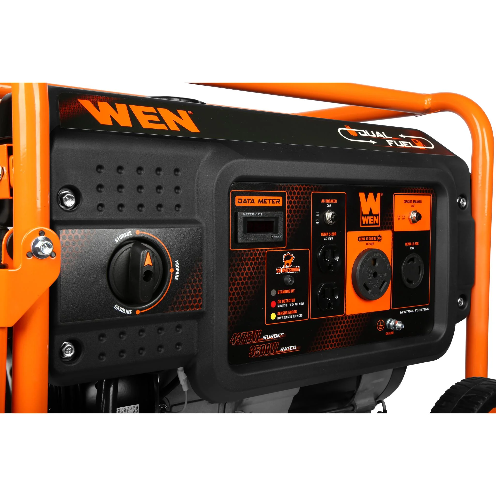 WEN 4375-Watt Dual Fuel Portable Generator with Wheel Kit and CO Shutdown Sensor