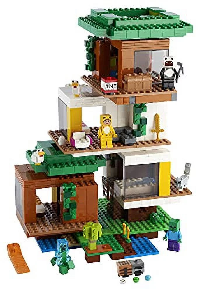 LEGO Minecraft The Modern Treehouse 21174 Giant Treehouse Building Kit Playset; Fun Toy for Minecraft-Gaming Kids; New 2021 (909 Pieces)