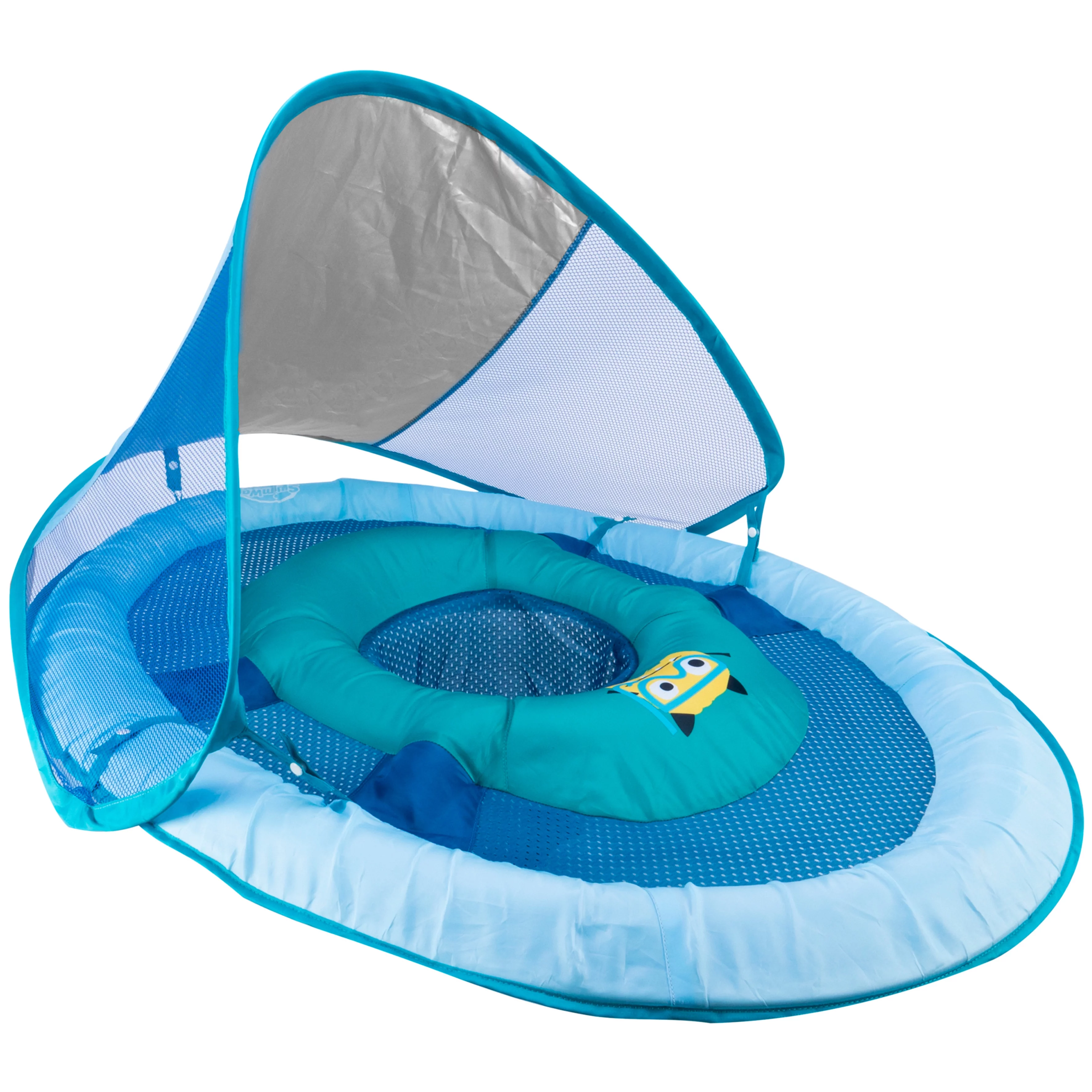 SwimWays Baby Spring Float Sun Canopy, Inflatable Pool Float for Baby Boys, Blue