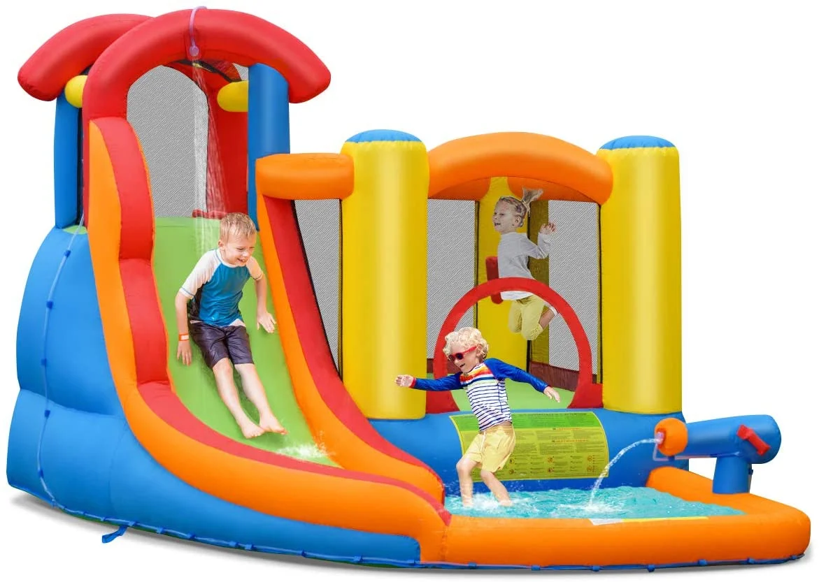 Inflatable Water Slide Bounce House, 6 in 1 Kids Water Slide Jumping Castle for Family Fun w/Splash Pool, Blow up Water Slides for Kids Toddlers Boys Girls Backyard