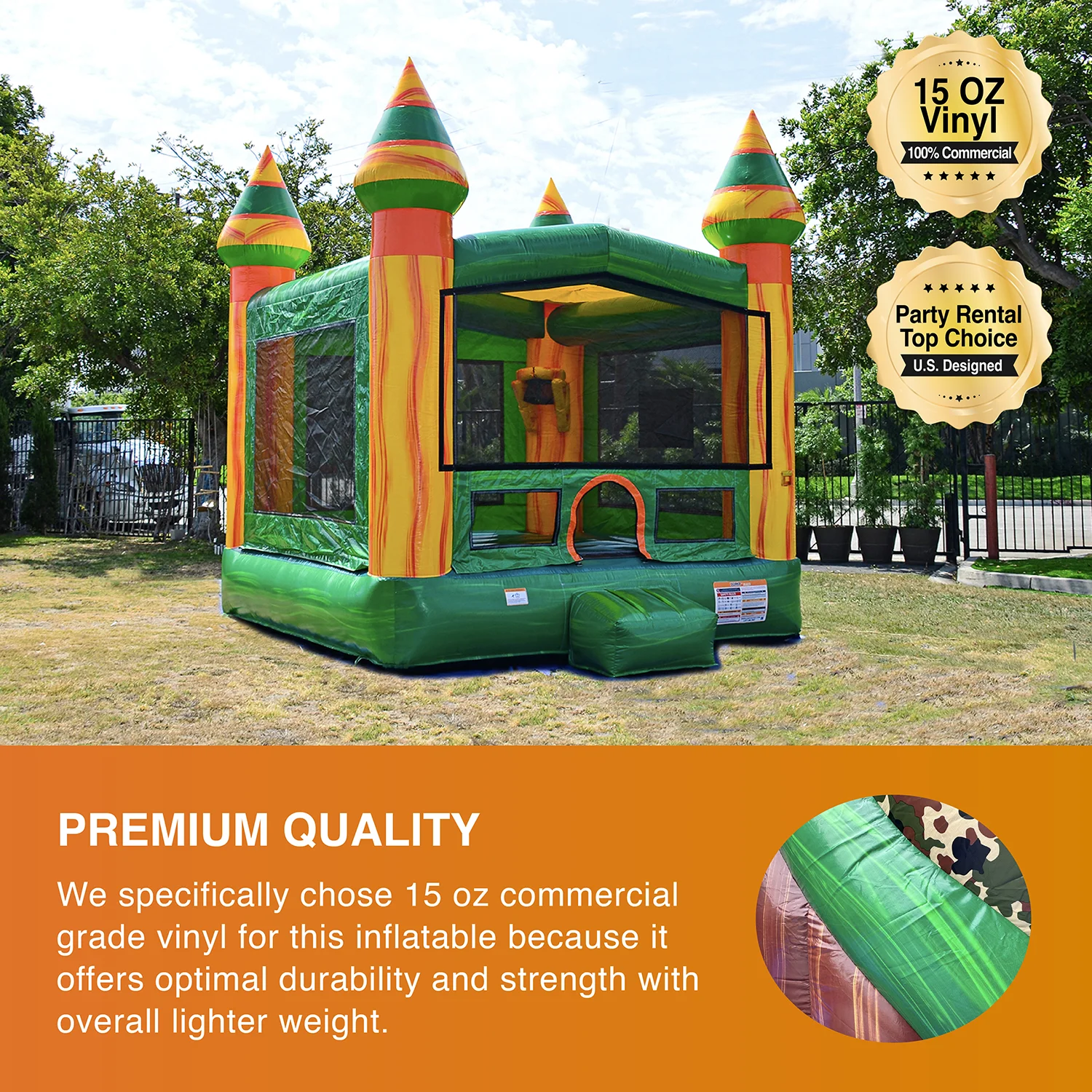 JumpOrange Castle Commercial Grade Bounce House Inflatable for Kids and Adults (with Blower)