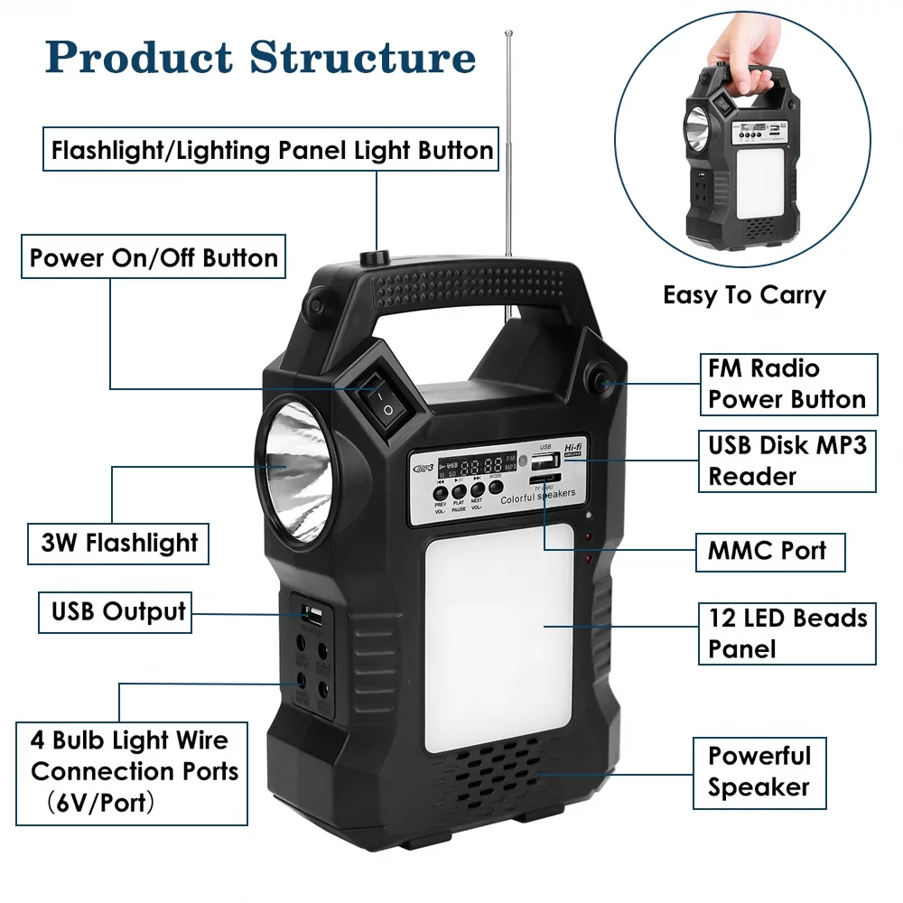 Generator, DFITO Portable Power Station Solar Generator with Solar Panels, Supply Energy Storage Kit USB Port Kit, Portable Power Bank for Camping Outdoor Family Rv Emergency