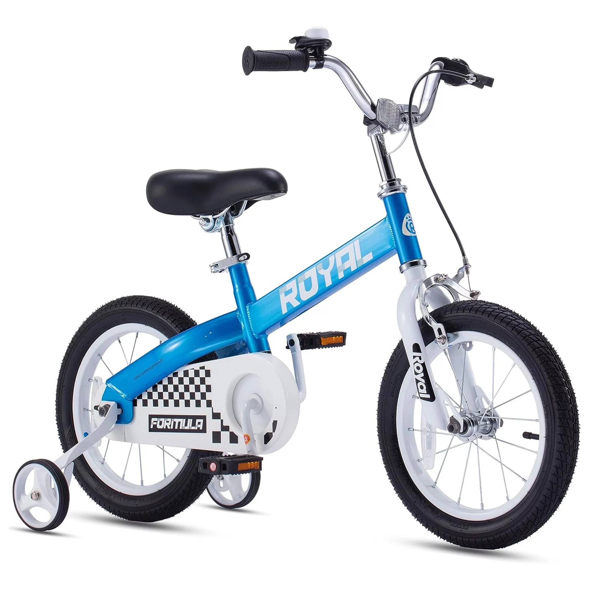 RoyalBaby Formula 14″ Kids Bike with Training Wheels & Coaster Brake, Blue