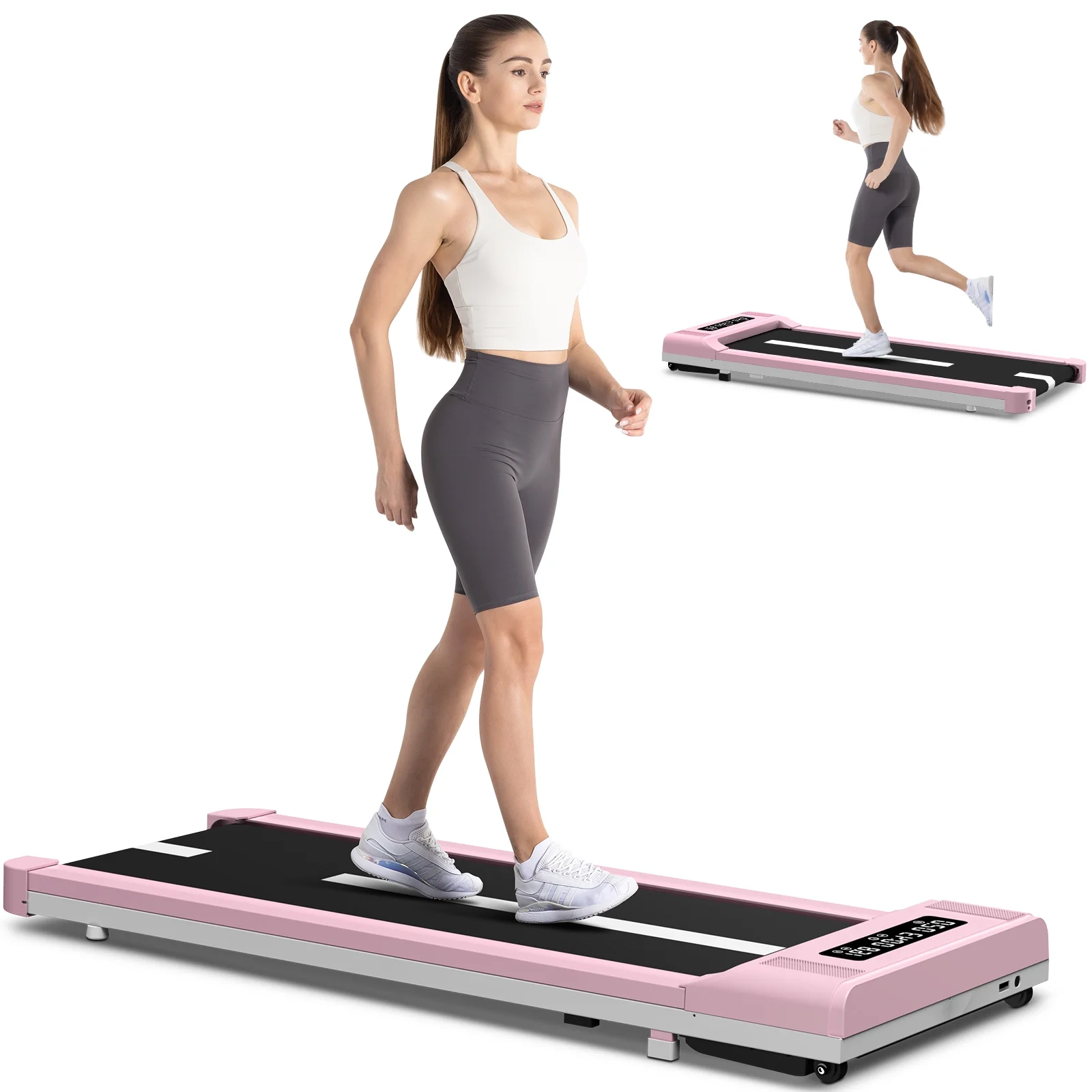 Home Fitness Code Foldable Treadmill with Bluetooth Speaker, 2.5HP Under Desk Treadmills for Home