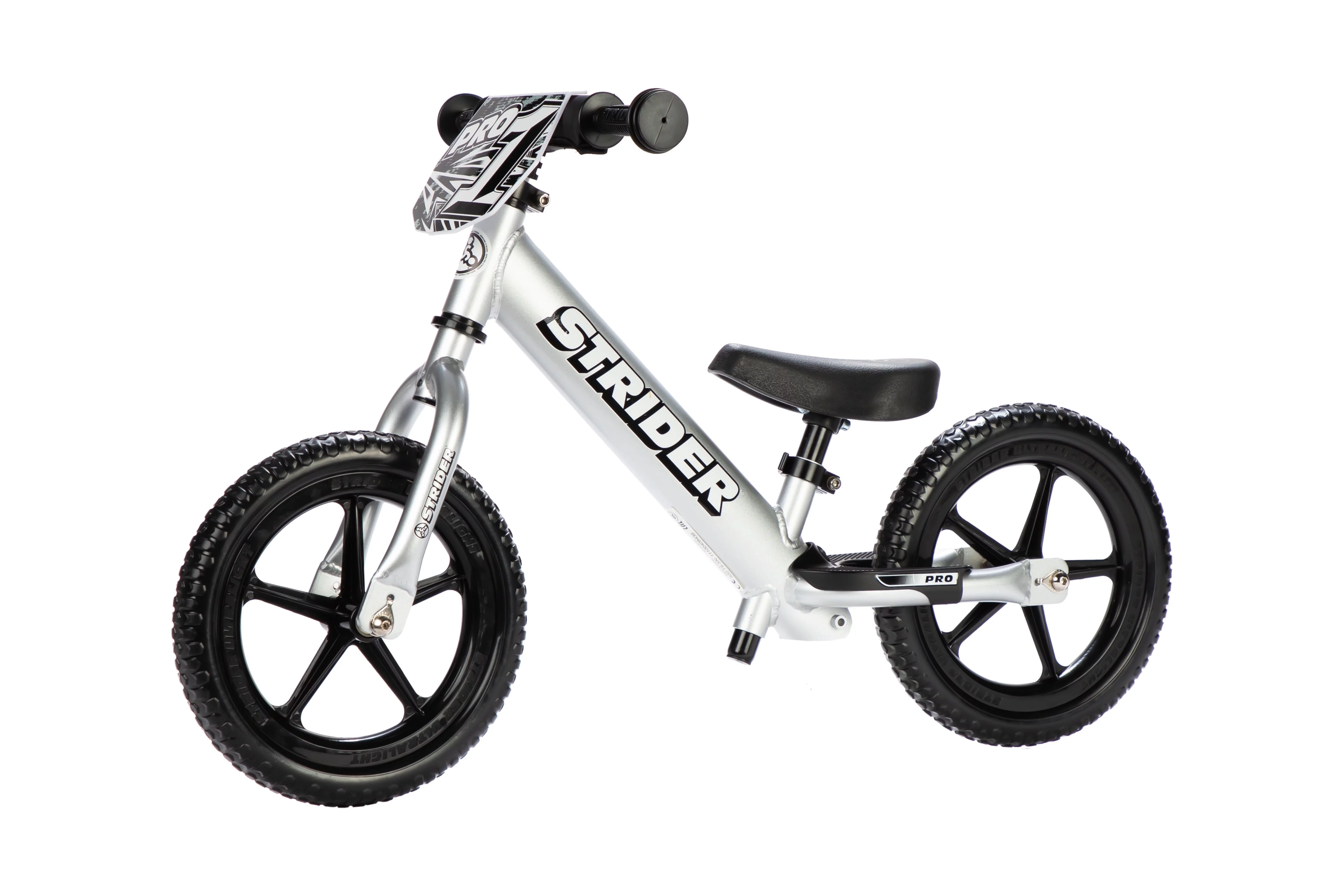 Strider – 12 Pro Balance Bike for Toddlers, Ages 18 Months to 5 Years – Silver