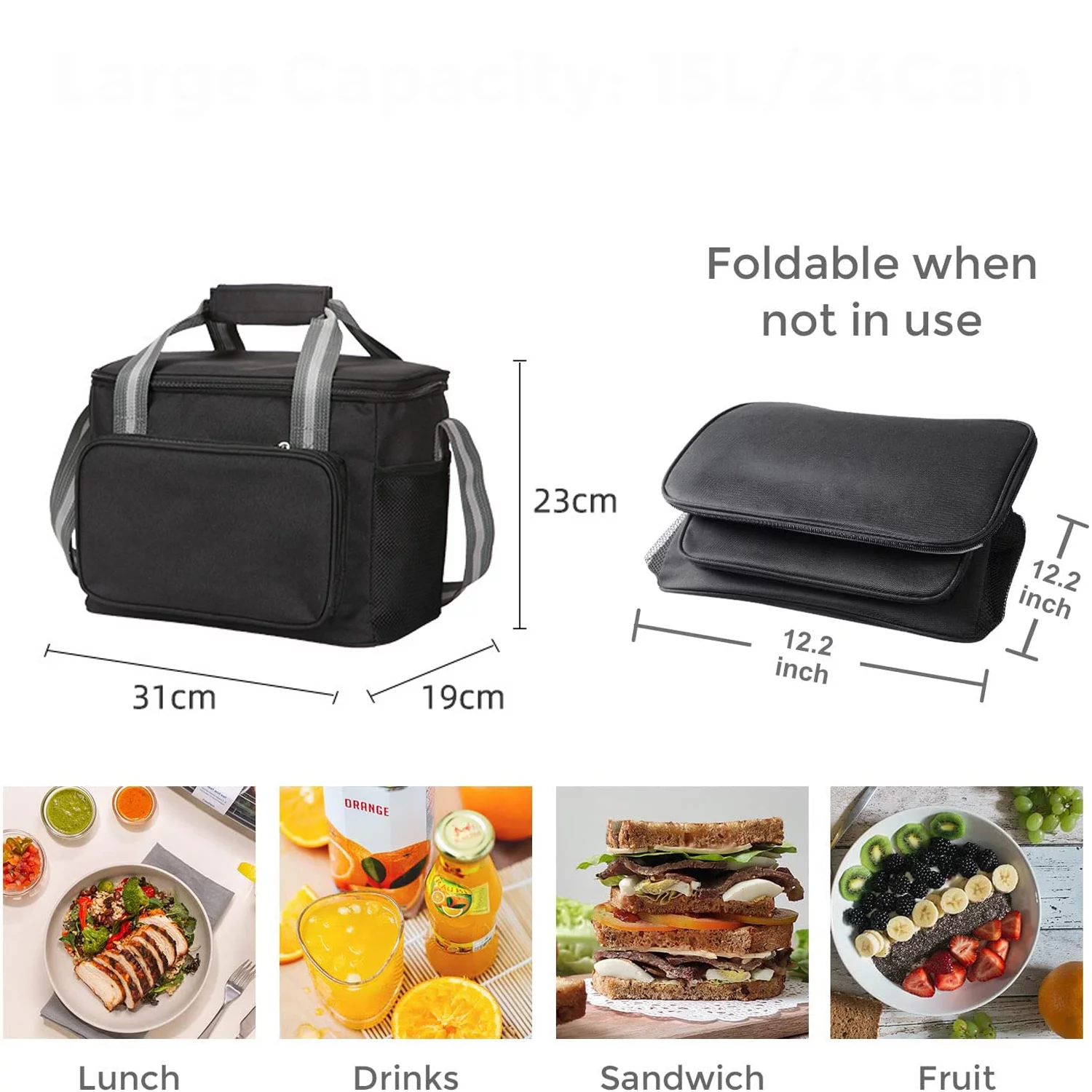 Small Foldable Cooler Bags for Travel, Lunch, Office, Work