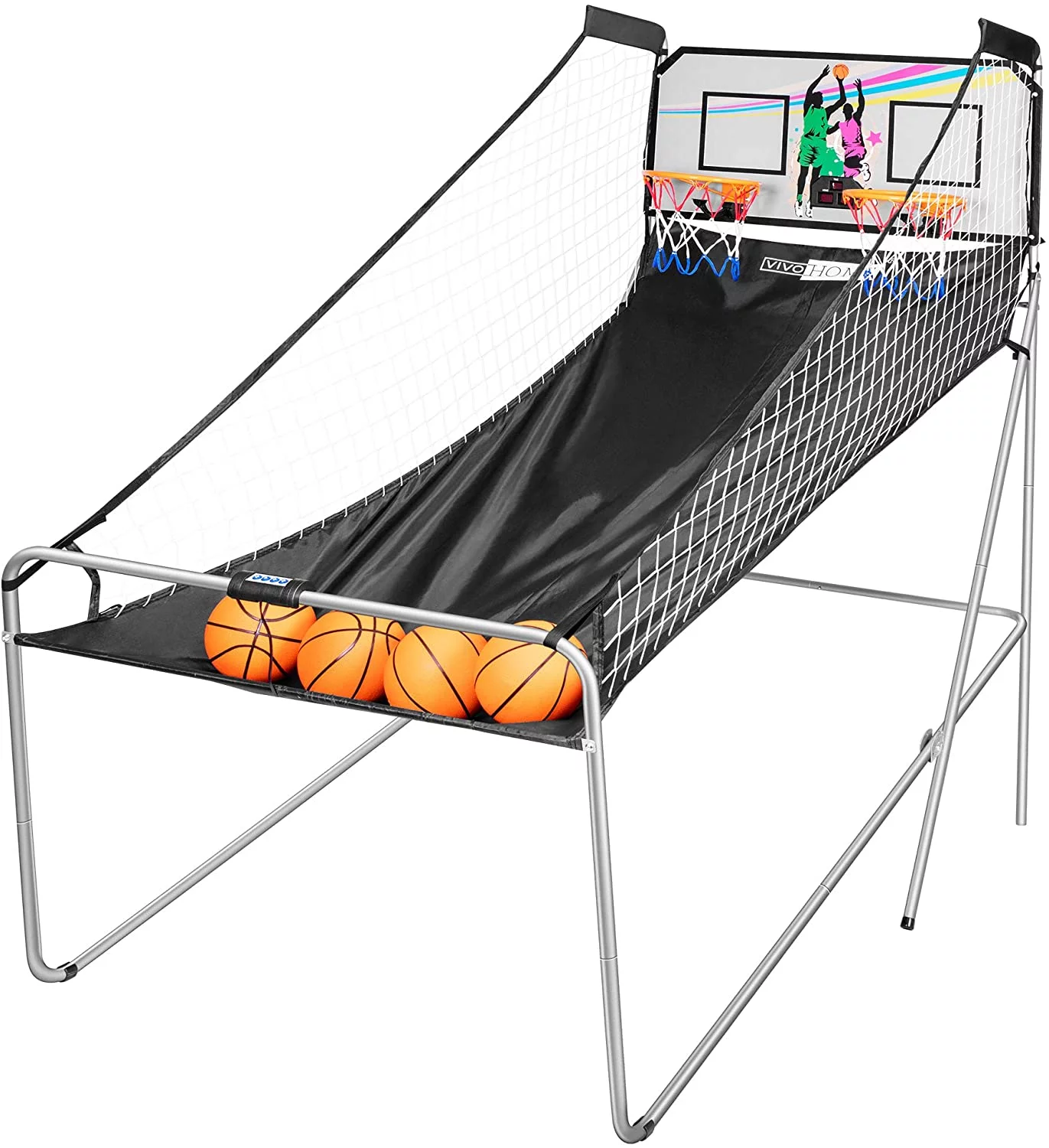 SPECSTAR Foldable Arcade Basketball Game for 2 Players with 4 Balls and LED Scoring System