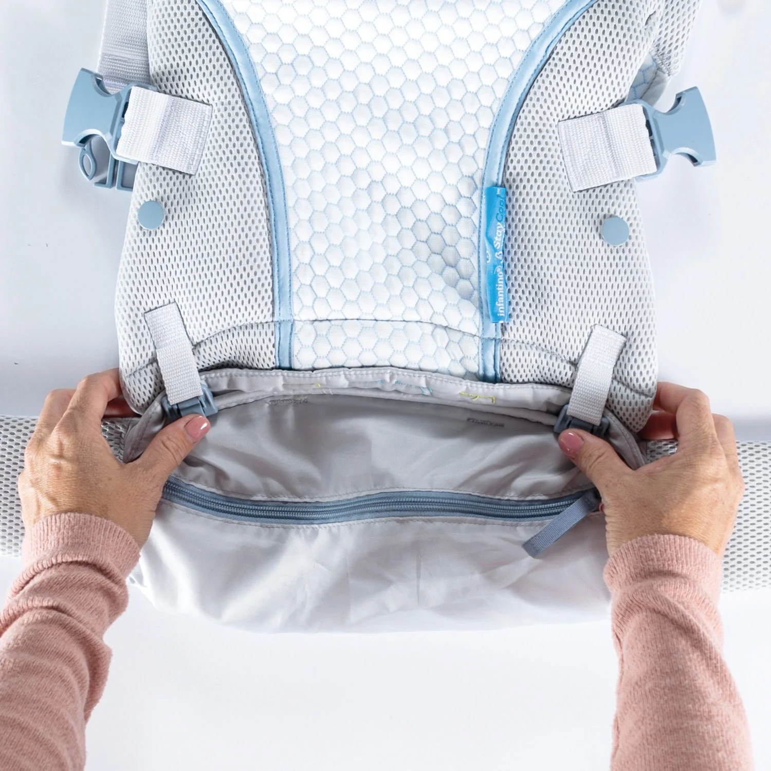 Infantino StayCool 4-in-1 Temperature Conditioned Ergonomic Baby Carrier, 8-40lb, White