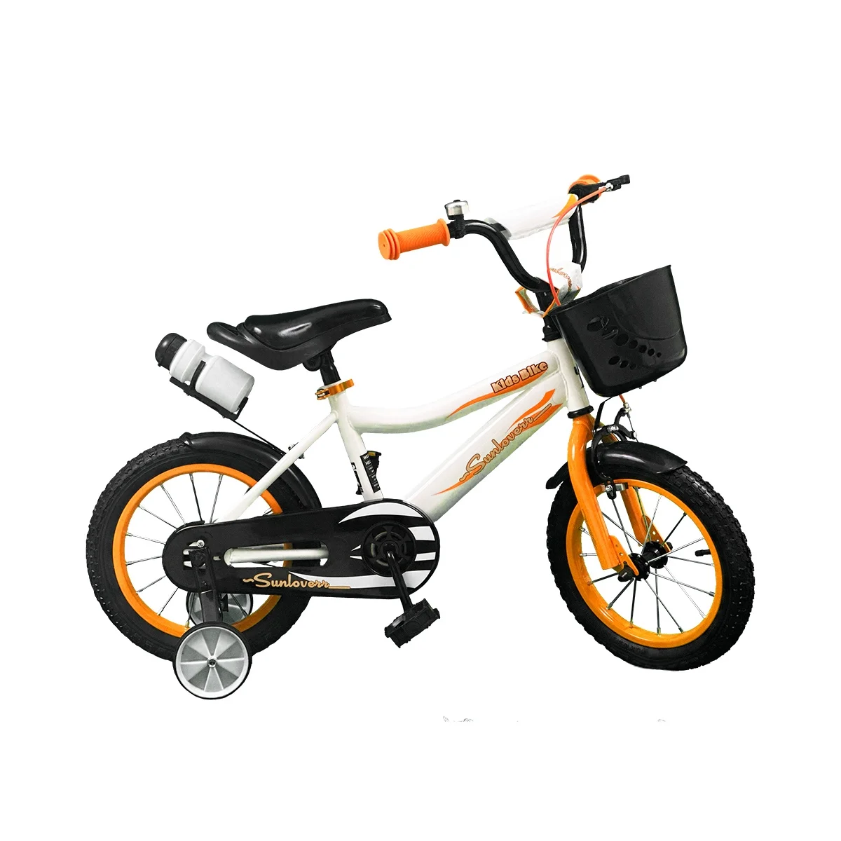 SUNLOVERR Orange Comet Boys Bike for Toddlers and Kids Ages 3-5 Years Old, 12 Inch Kids Bike with Training Wheels & Basket, Boy Bicycle with Handbrake.