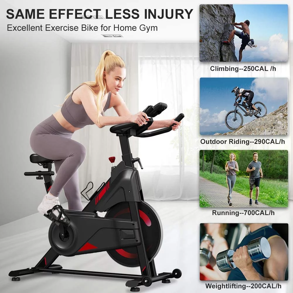 Ounuo Stationary Bike for Home, Magnetic Indoor Cycling Bike with LCD, Display  Exercise Bike Indoor, Super Silent Magnetic Cycling Stationary Bike Fitness for Home Training