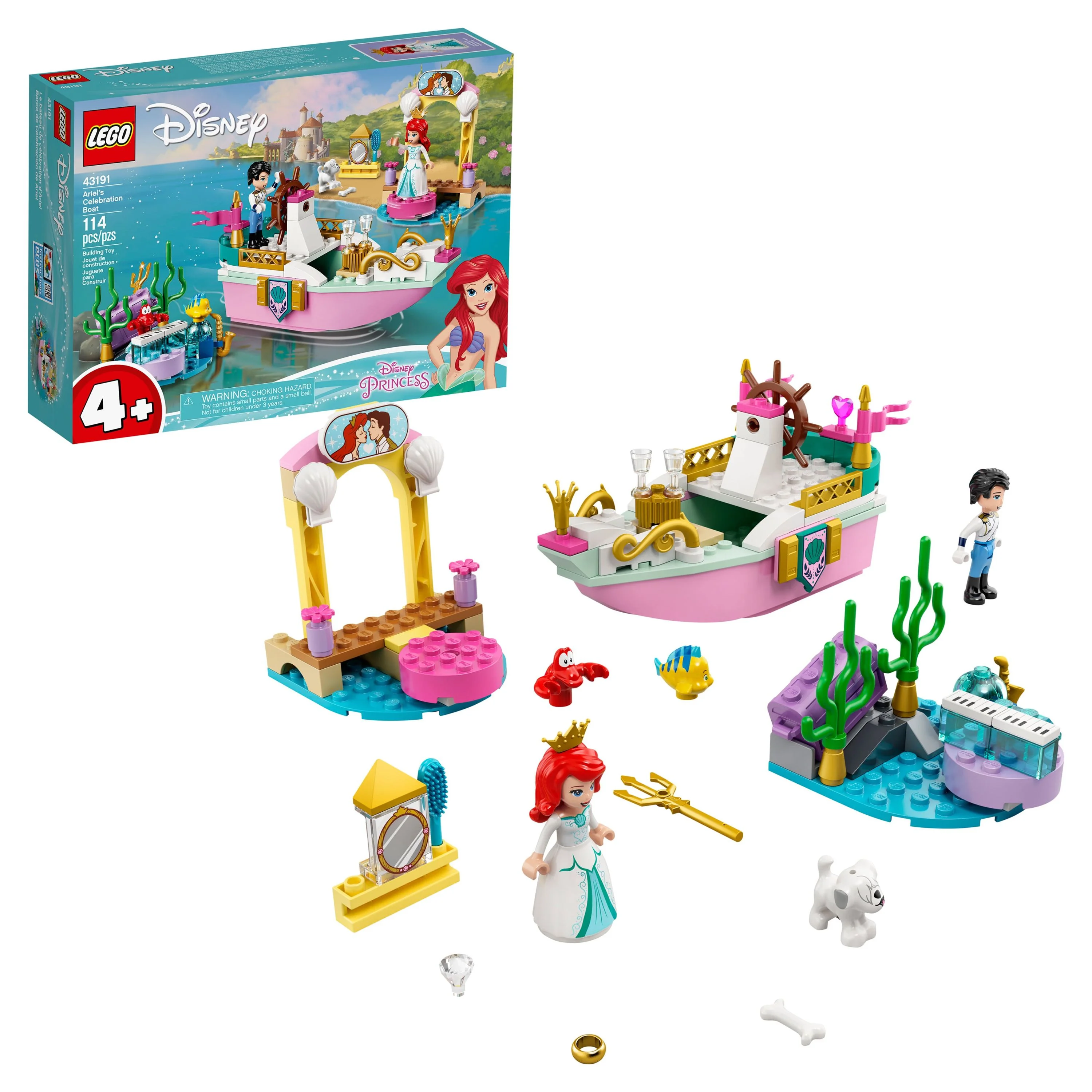 LEGO Disney Ariel’s Celebration Boat 43191; Creative Building Toy for Kids (114 Pieces)