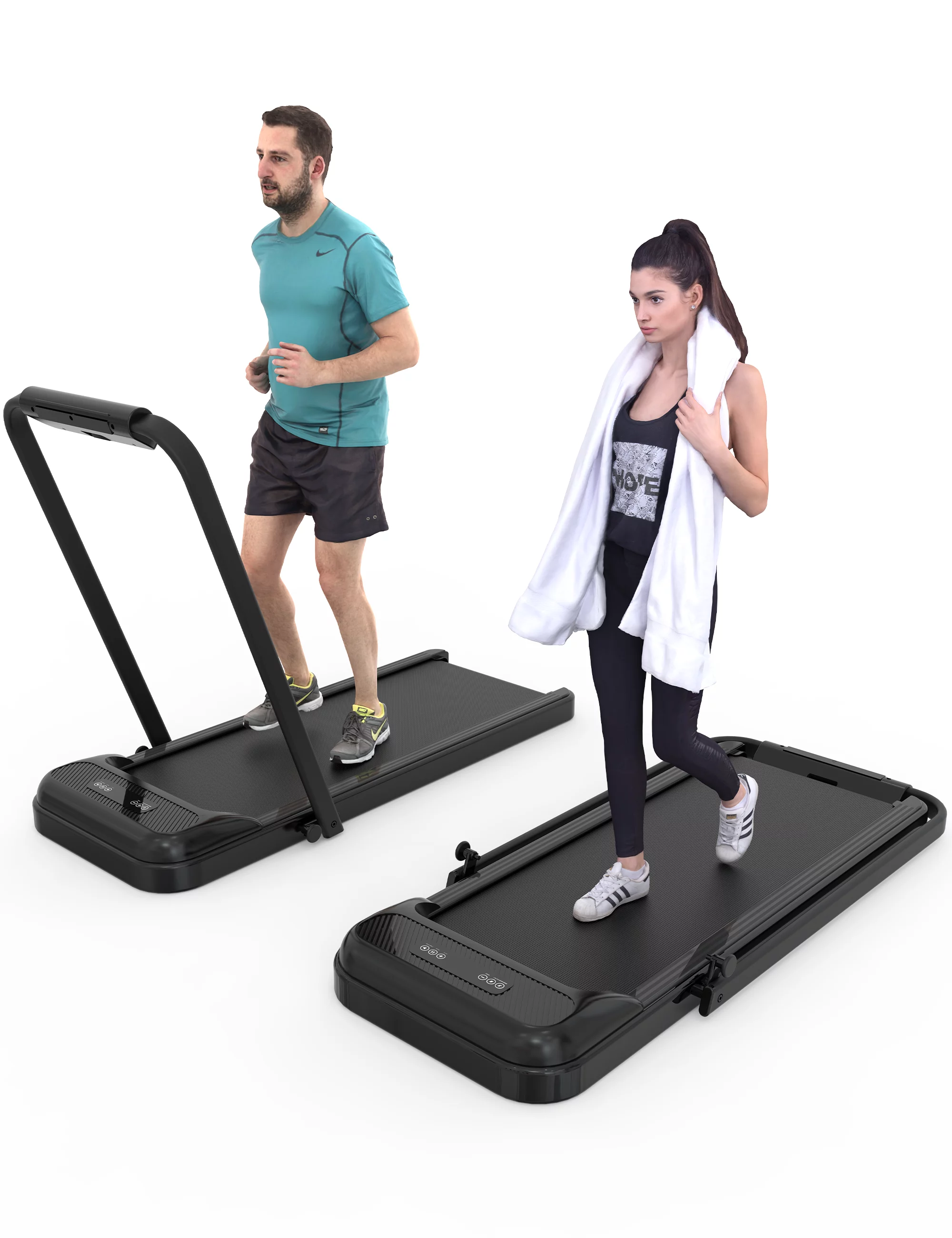 2-in-1 Treadmill, [2.25 HP] [0.6-6.2 MPH] for Running Walking, Folding Treadmill with Real-time Workout Data on LCD Display, Under Desk Treadmill for Apartment Office Home Workout- Black