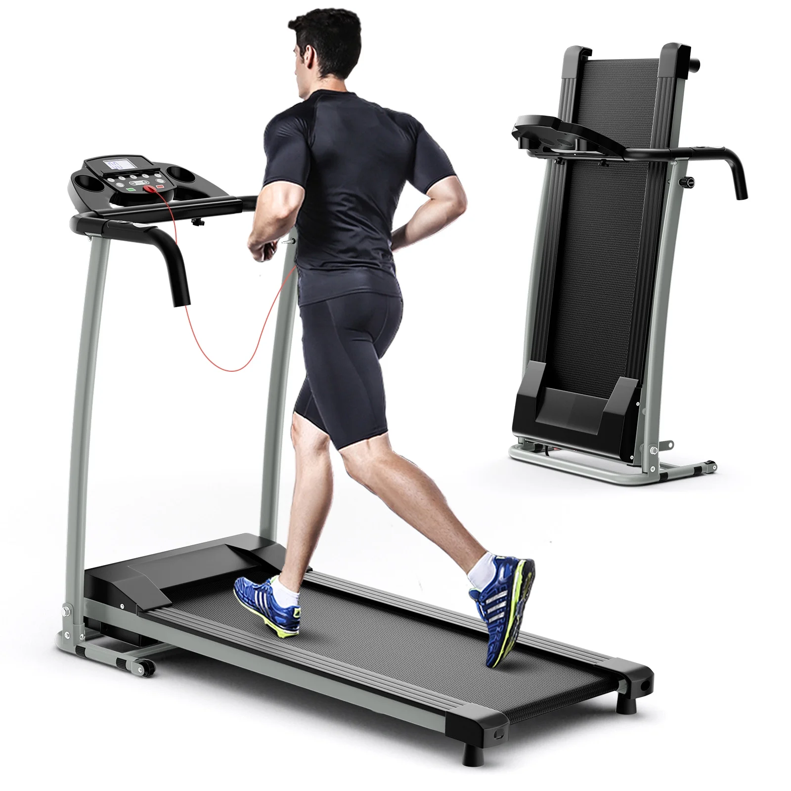 Costway 2 HP Up to 7.5MPH Folding Treadmill Motorized Running Machine 12 Preset Program & LCD Display Screen