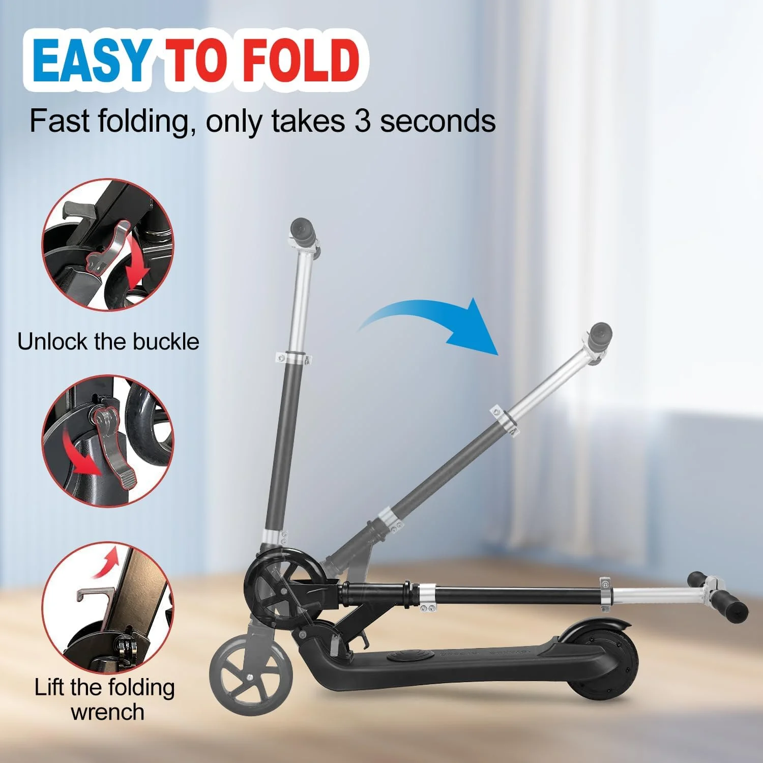 Ridingtimes Q2 23V Electric Scooter Ride on for Kids, up to 132 lbs & 80 Mins of Ride, 5″ Wheels