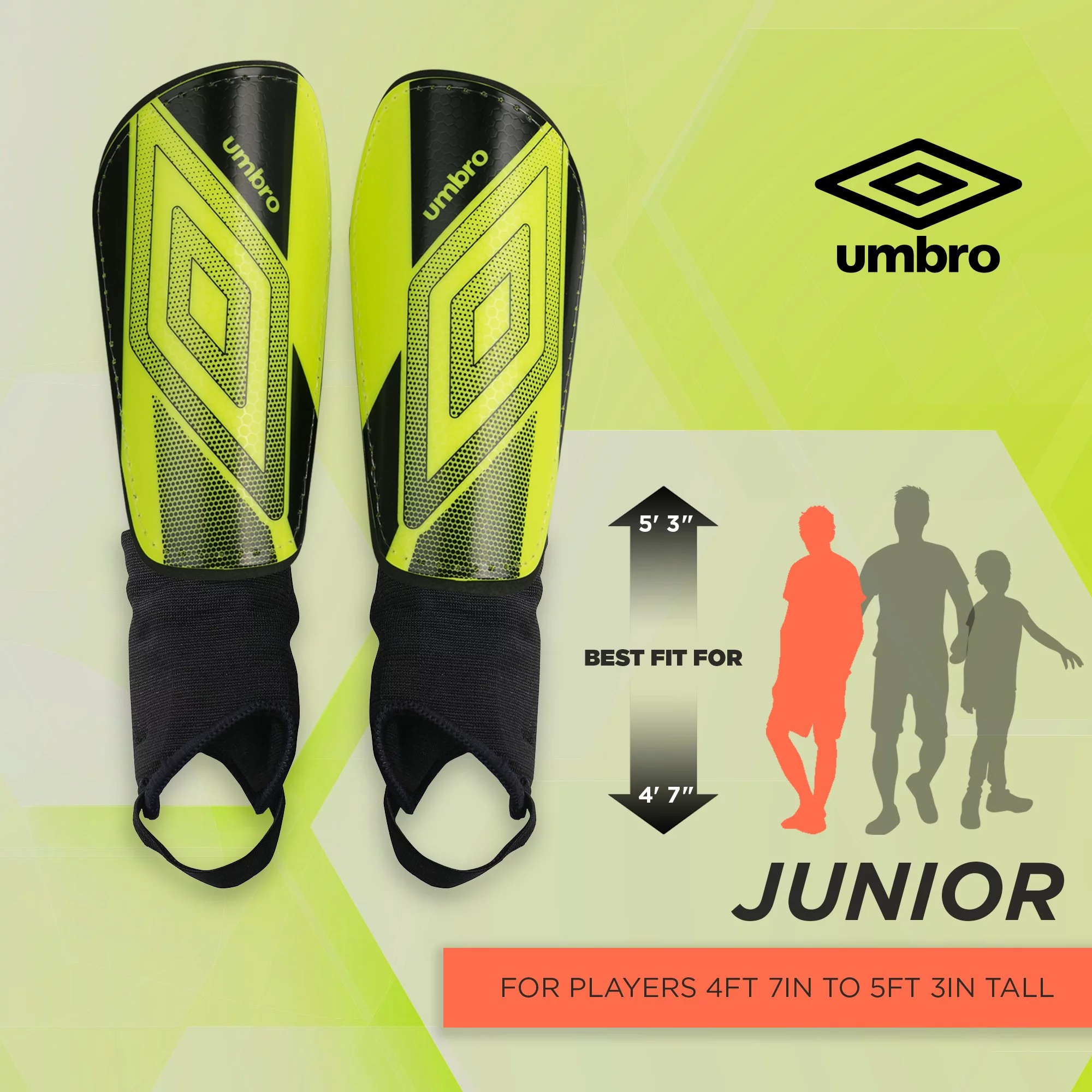 Umbro Ceramica Adult Stirrup Soccer Shin Guards, Bright Yellow