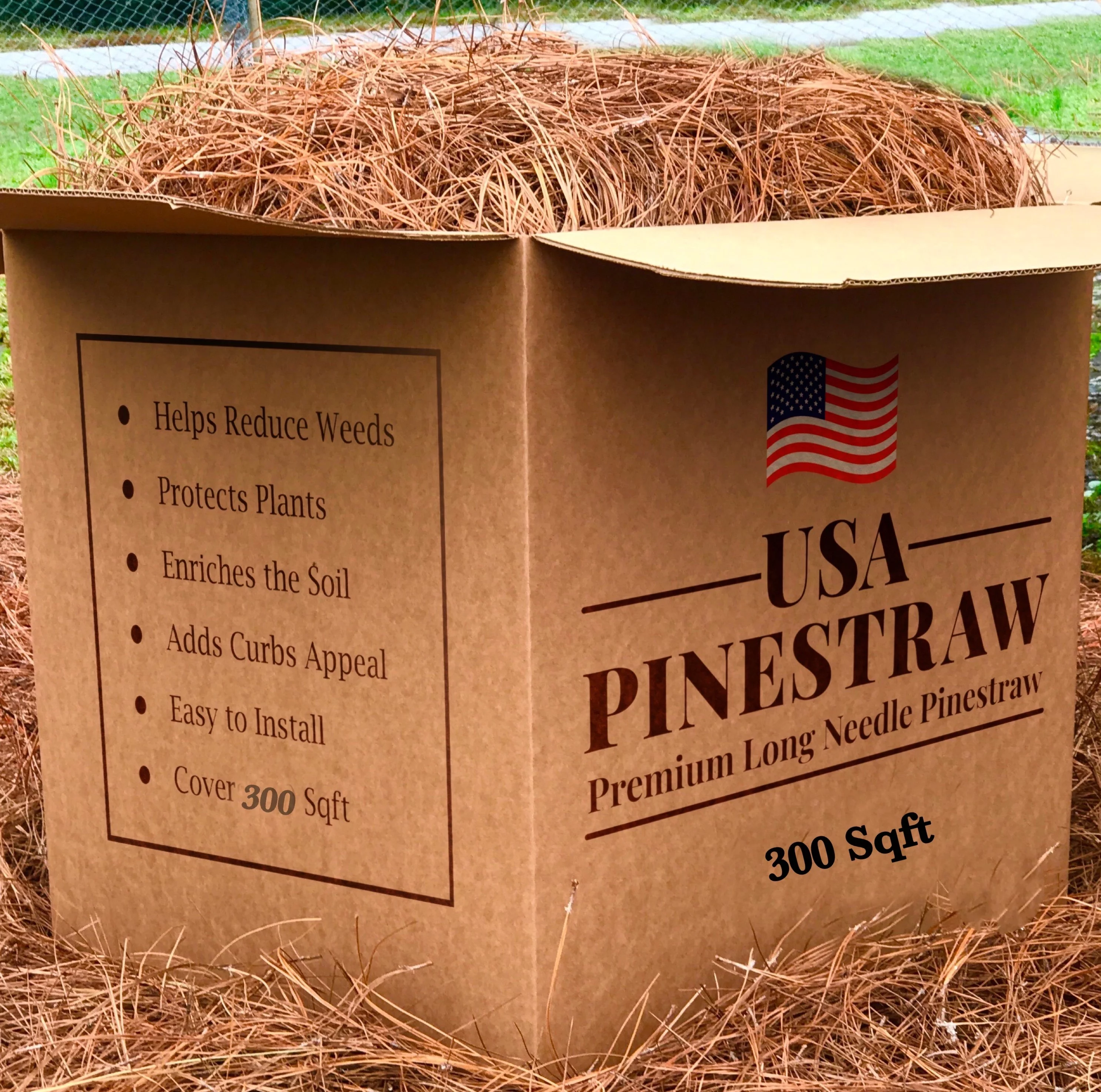 Premium Long Needle | Pine Straw Mulch | 300 Sqft