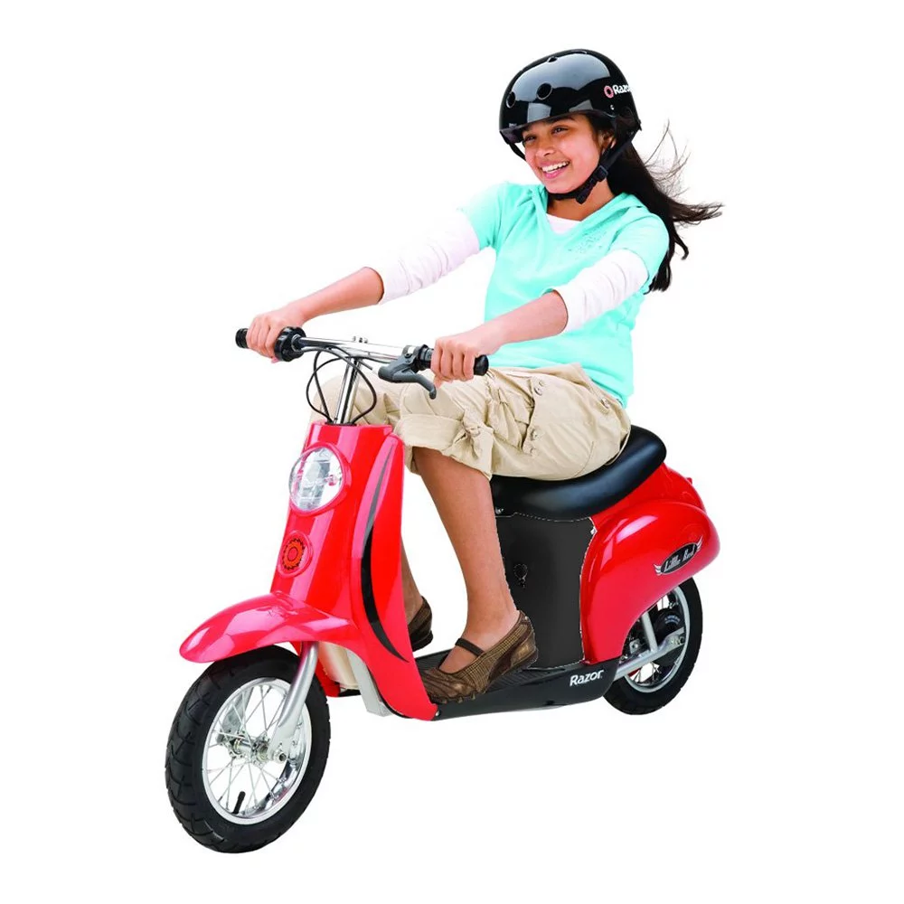 Razor Pocket Mod Mini Euro 24V Electric Kids Ride-on Retro Scooter, Red