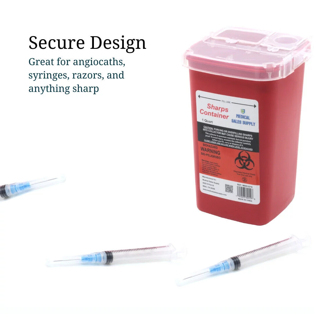 1 Quart | Biohazard Needle and Syringe Disposal Sharps Container with Flip Lid | for Diabetics – Pack of 1