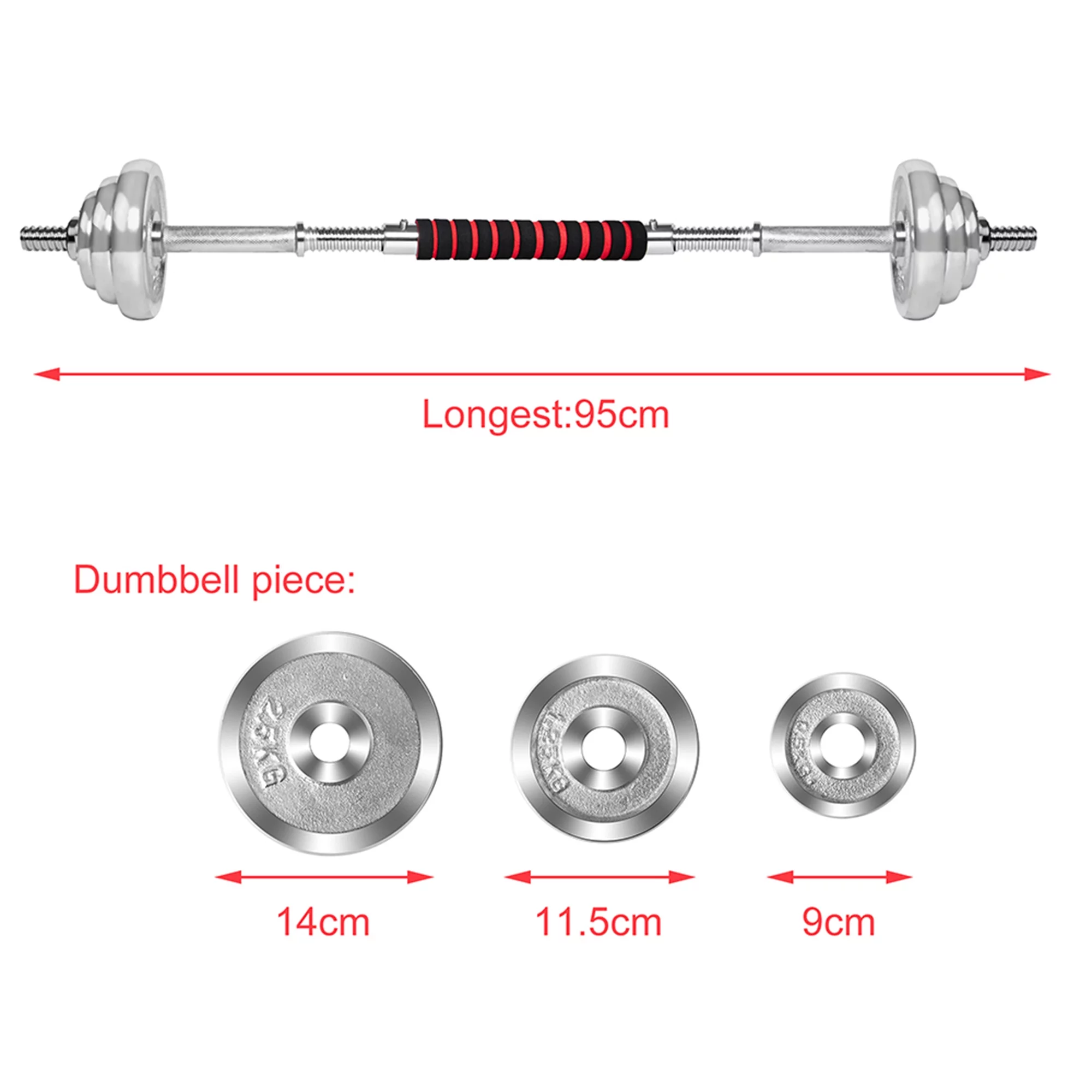 Fitness Dumbbell Olympic Weight Set, Ab Roller Wheel, Detachable Electroplated Dumbbell Bars Push Up Handles Grips, for Household Exercise Gym for Men Women Abdominal Exercise,1 Set 30KG