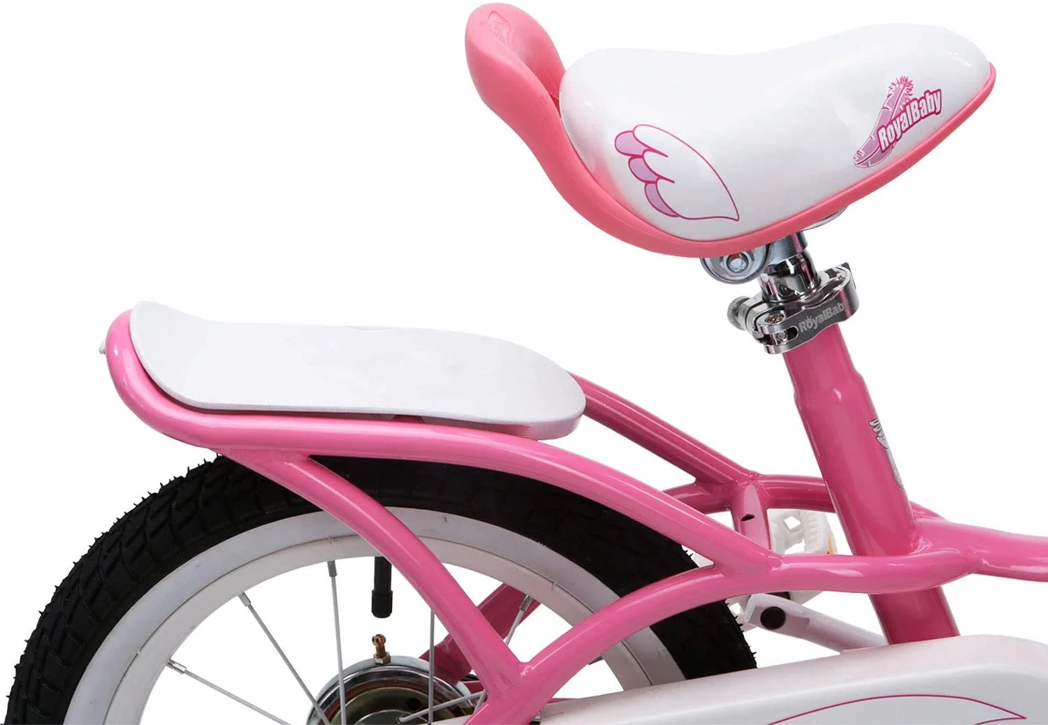 Royalbaby Little Swan Girls and Kid’s 12 In. Children’s Beginner Bicycles with Training Wheels Basket, Pink and white