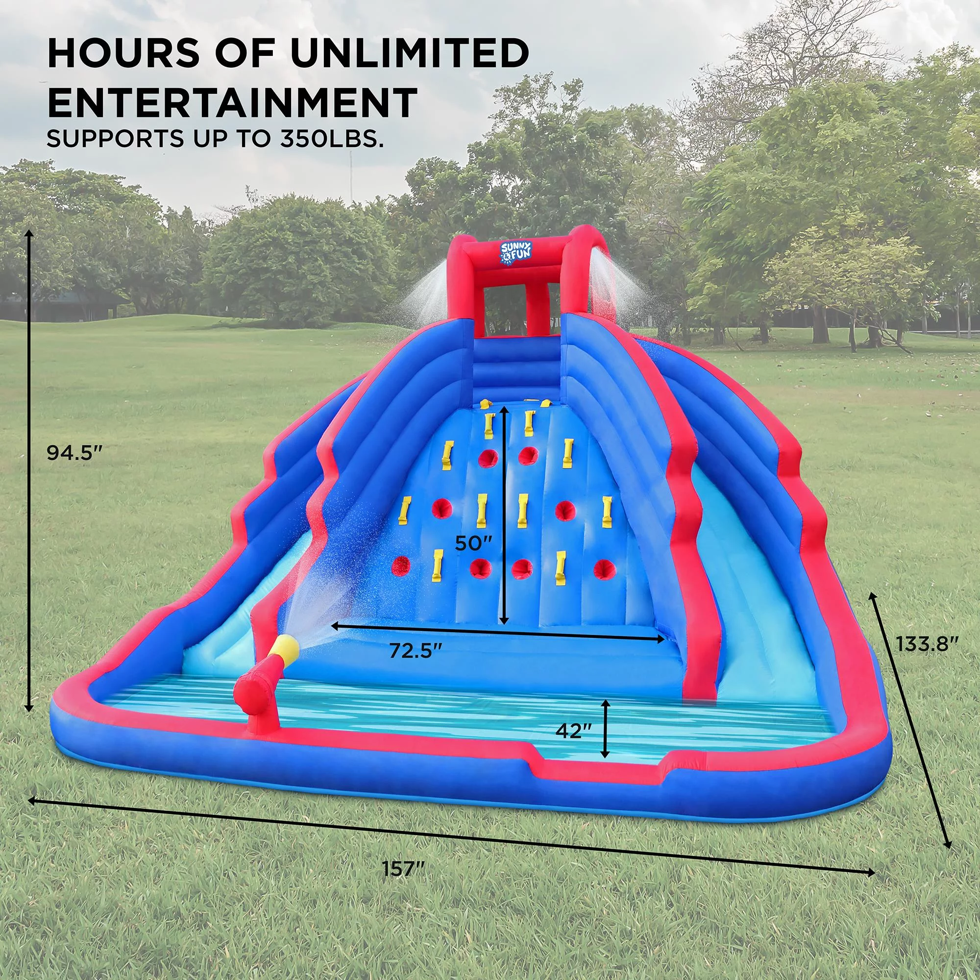 Sunny & Fun Inflatable Water Slide & Blow up Pool, Kids Water Park for Backyard