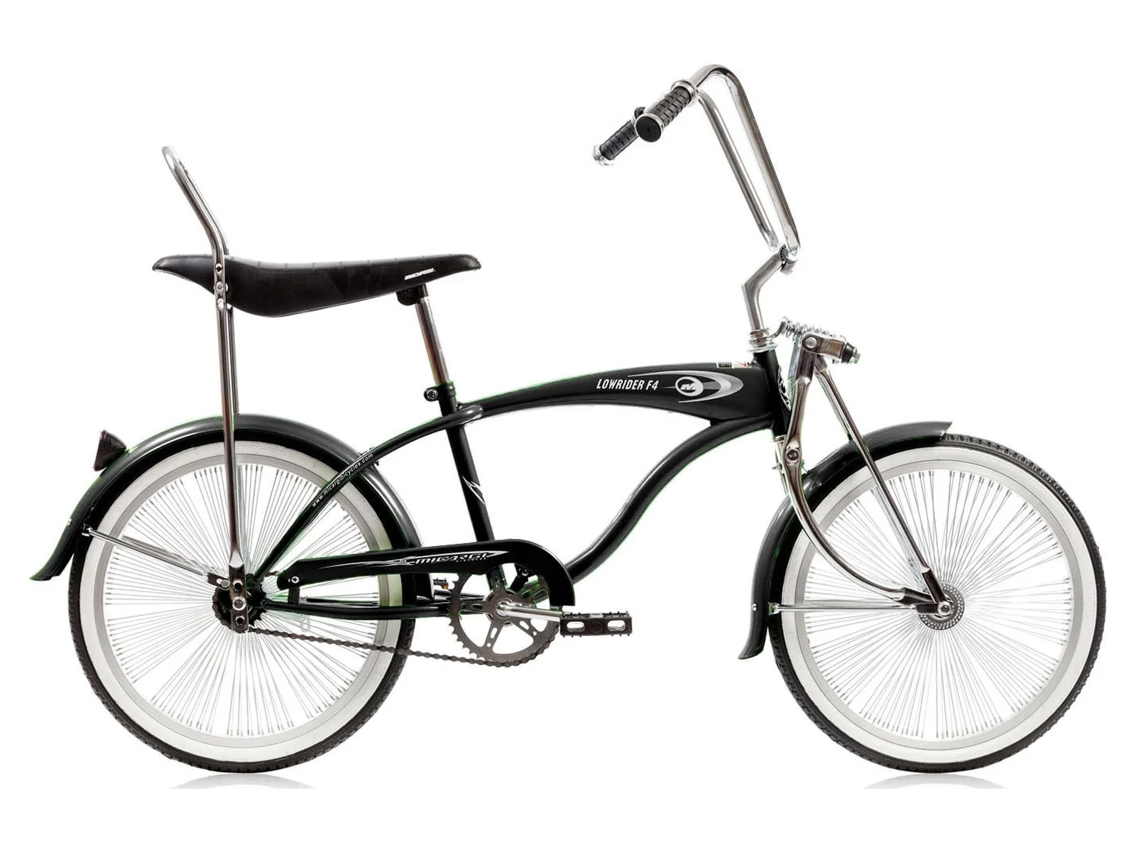 Micargi F4 20 In. Lowrider Hi-Ten Steel Coaster Brake Single Speed One Piece Crank Alloy Rims 140 H, Black